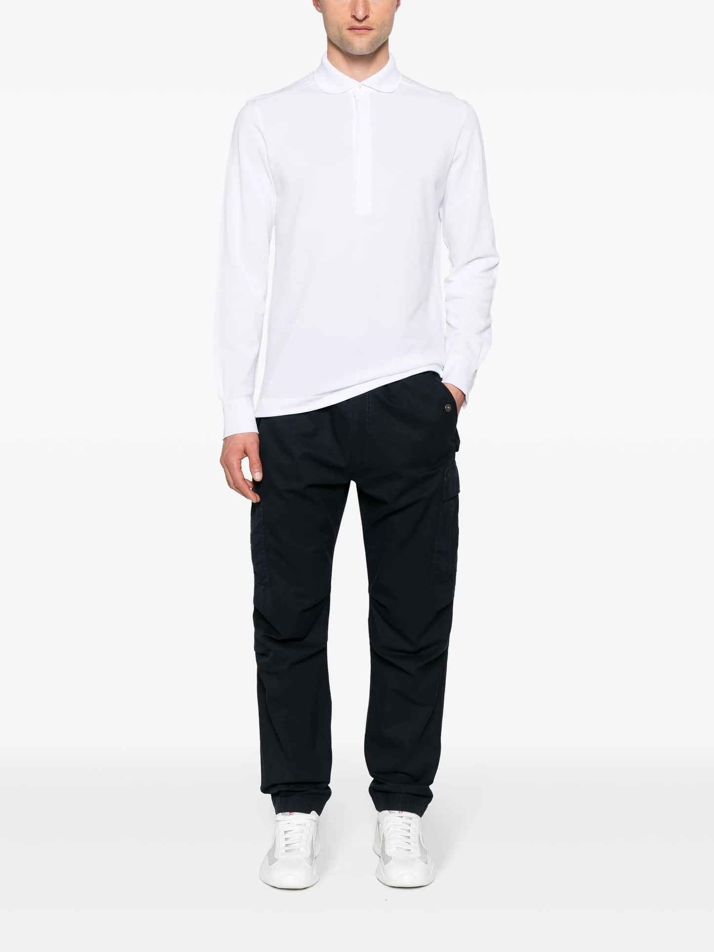 long-sleeve cotton polo shirt