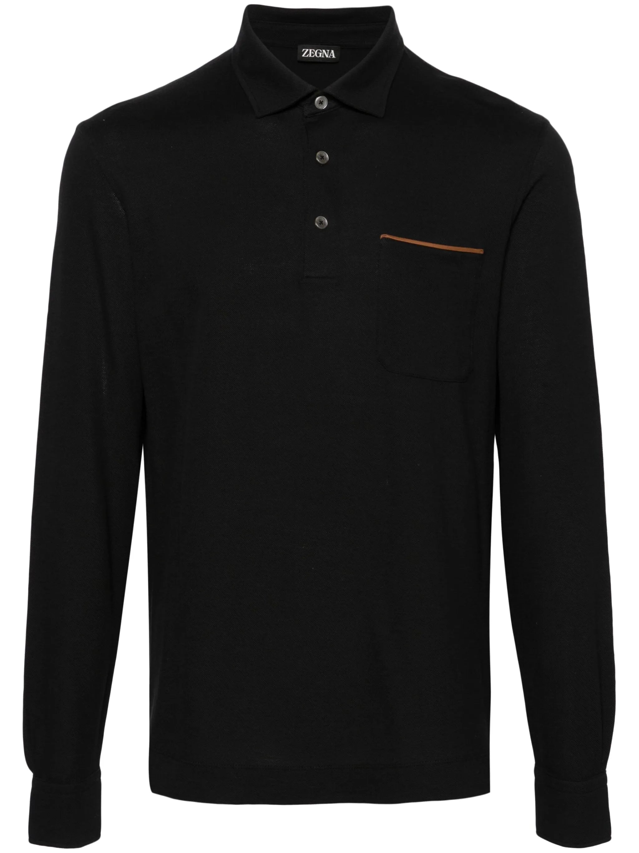 long-sleeve piqué polo shirt