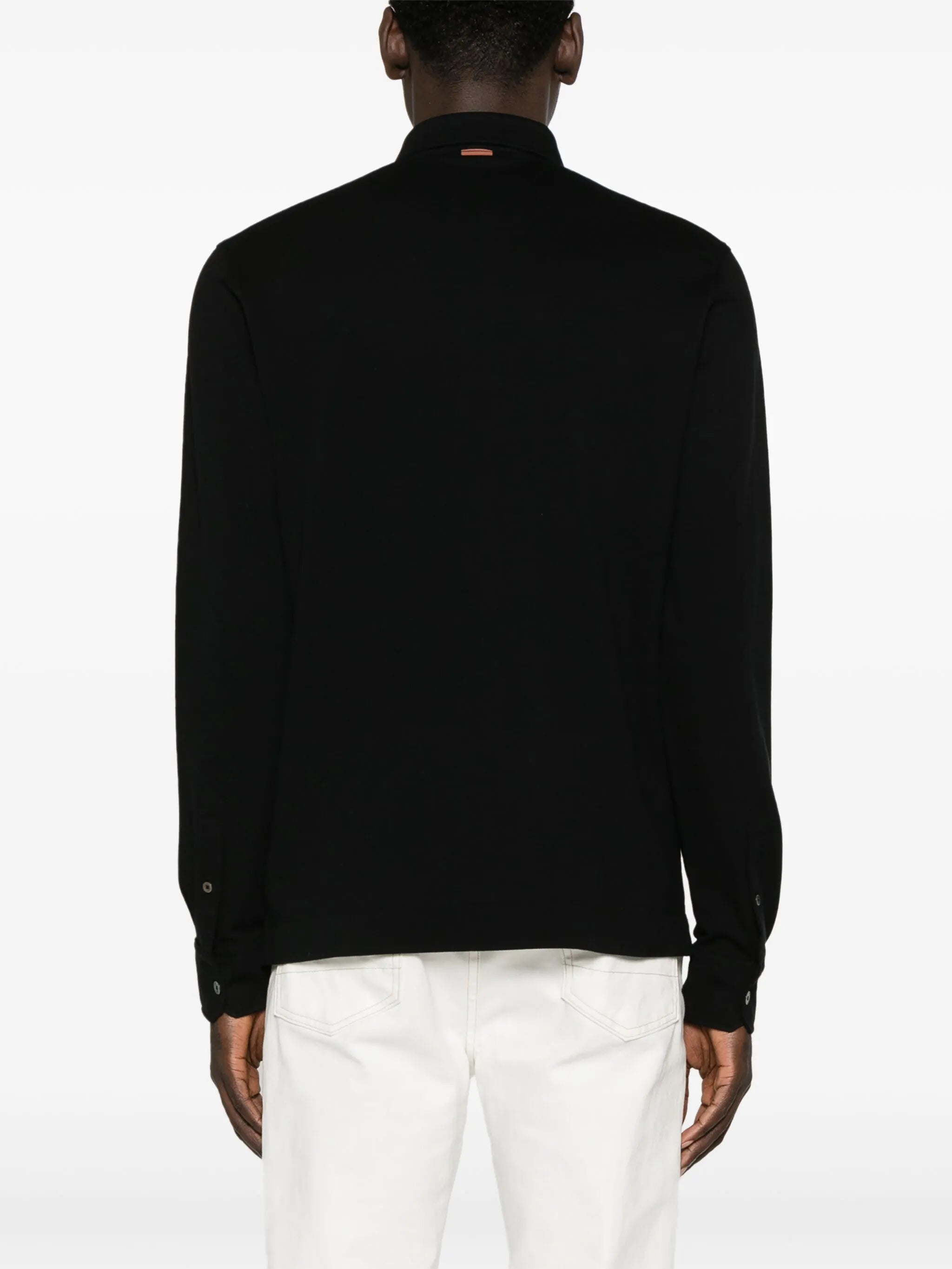 long-sleeve piqué polo shirt