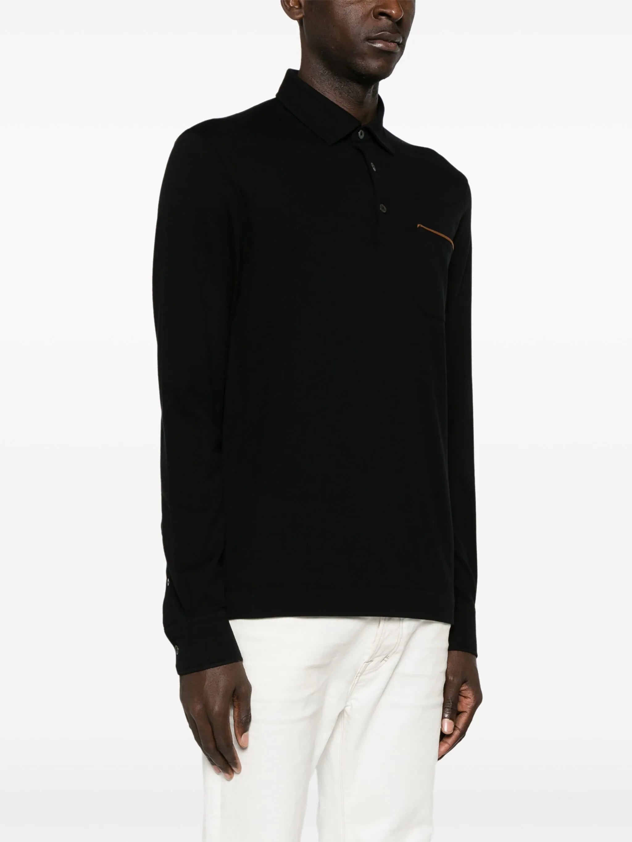 long-sleeve piqué polo shirt