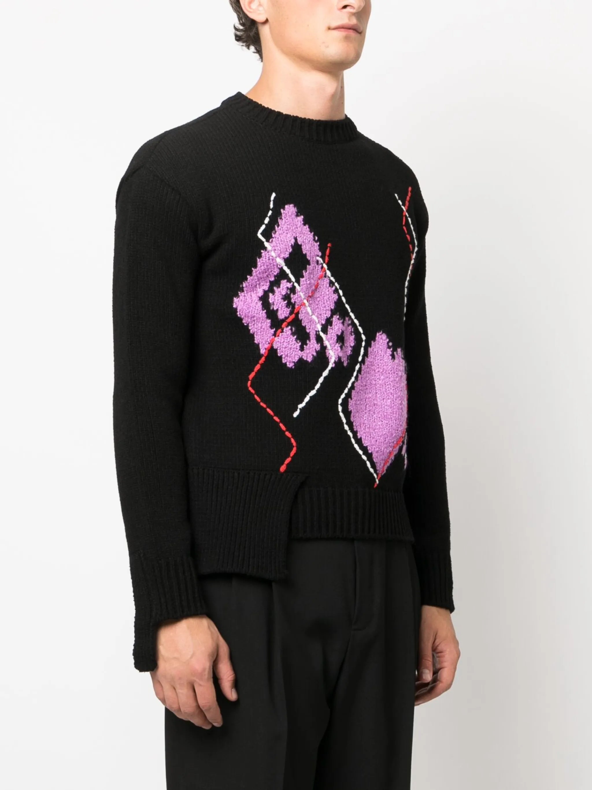 argyle-pattern asymmetric jumper