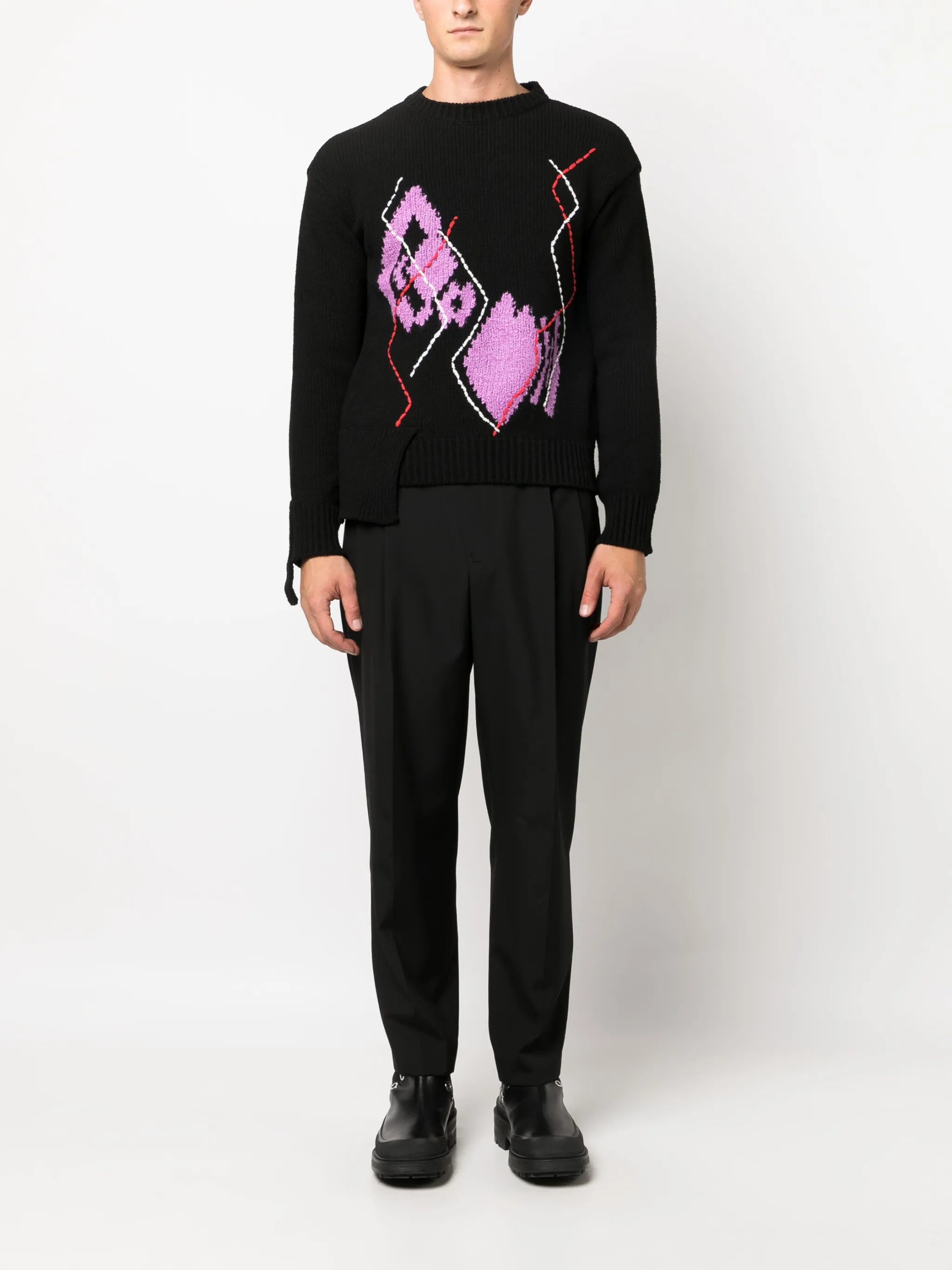argyle-pattern asymmetric jumper