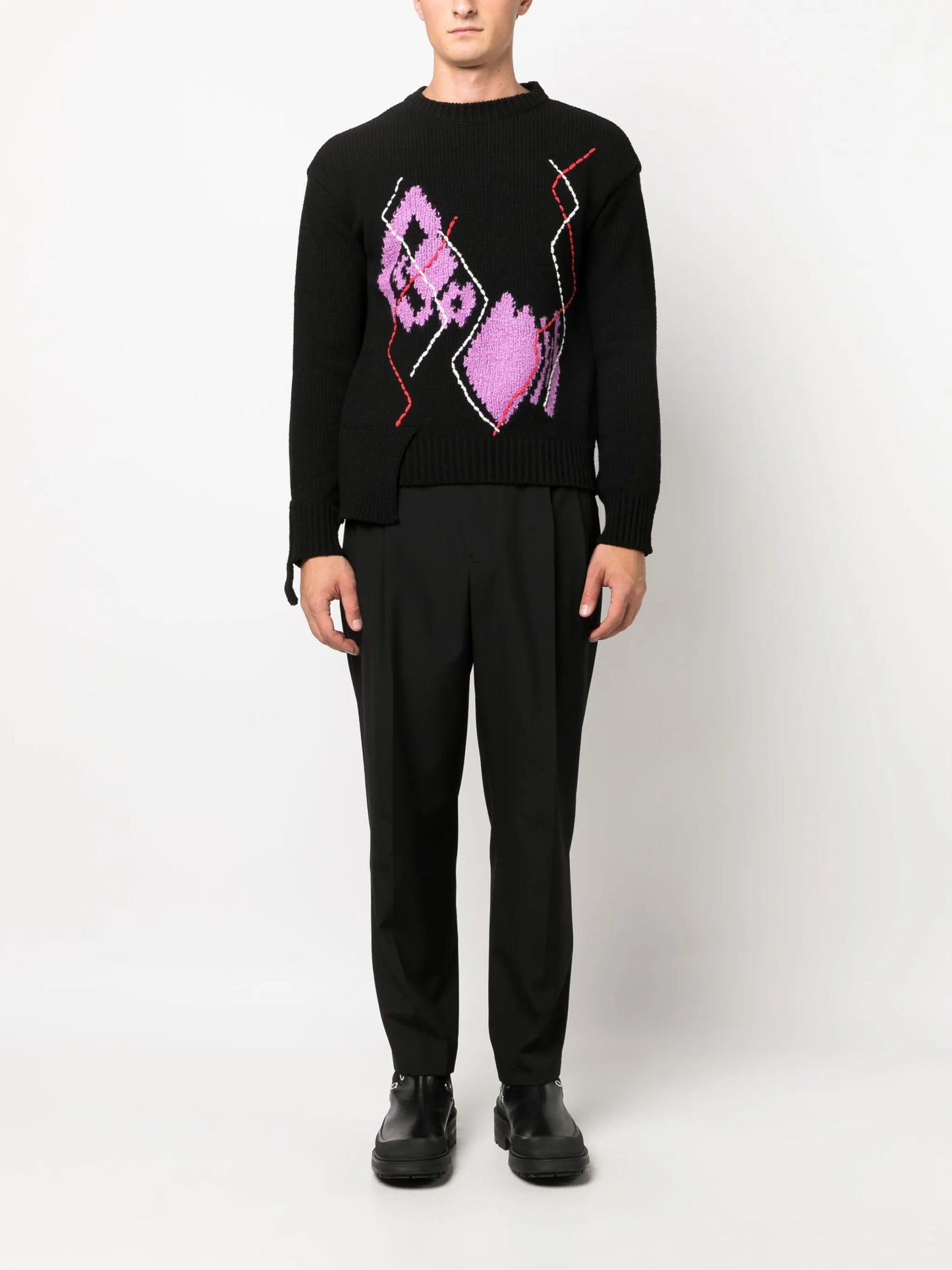 argyle-pattern asymmetric jumper