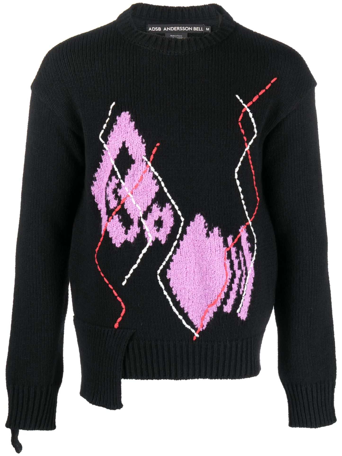 argyle-pattern asymmetric jumper