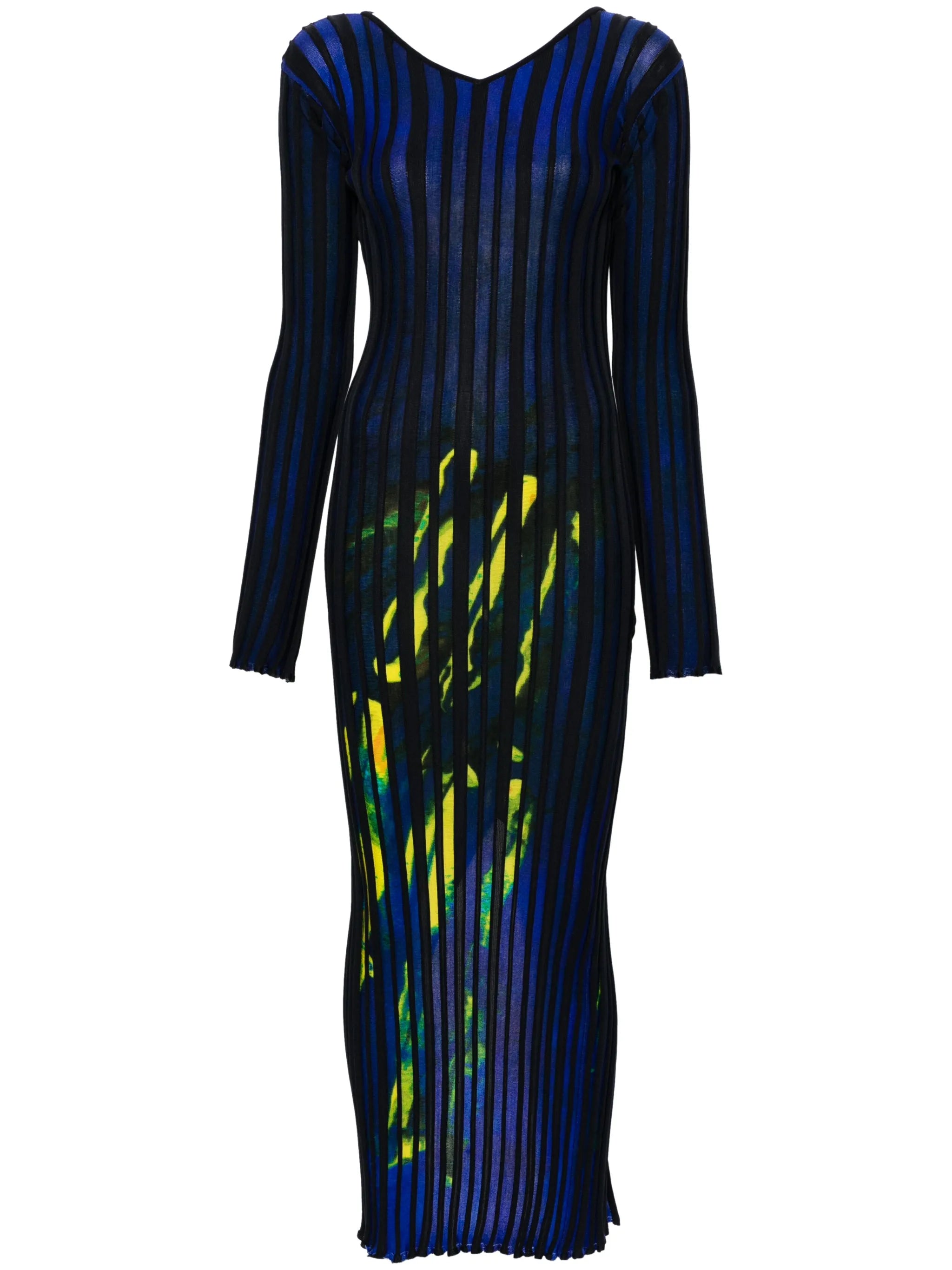 V-neck ribbed maxi dress