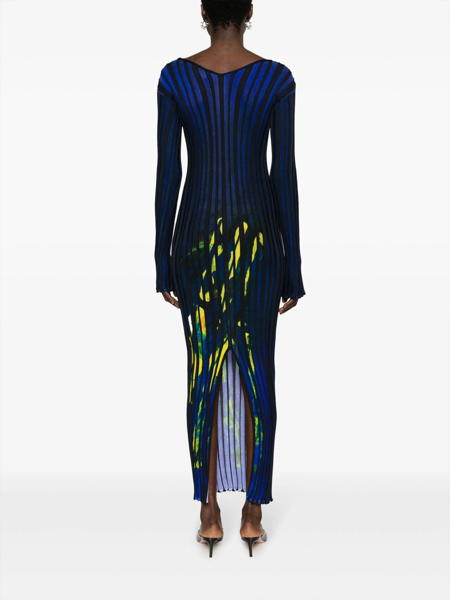 V-neck ribbed maxi dress