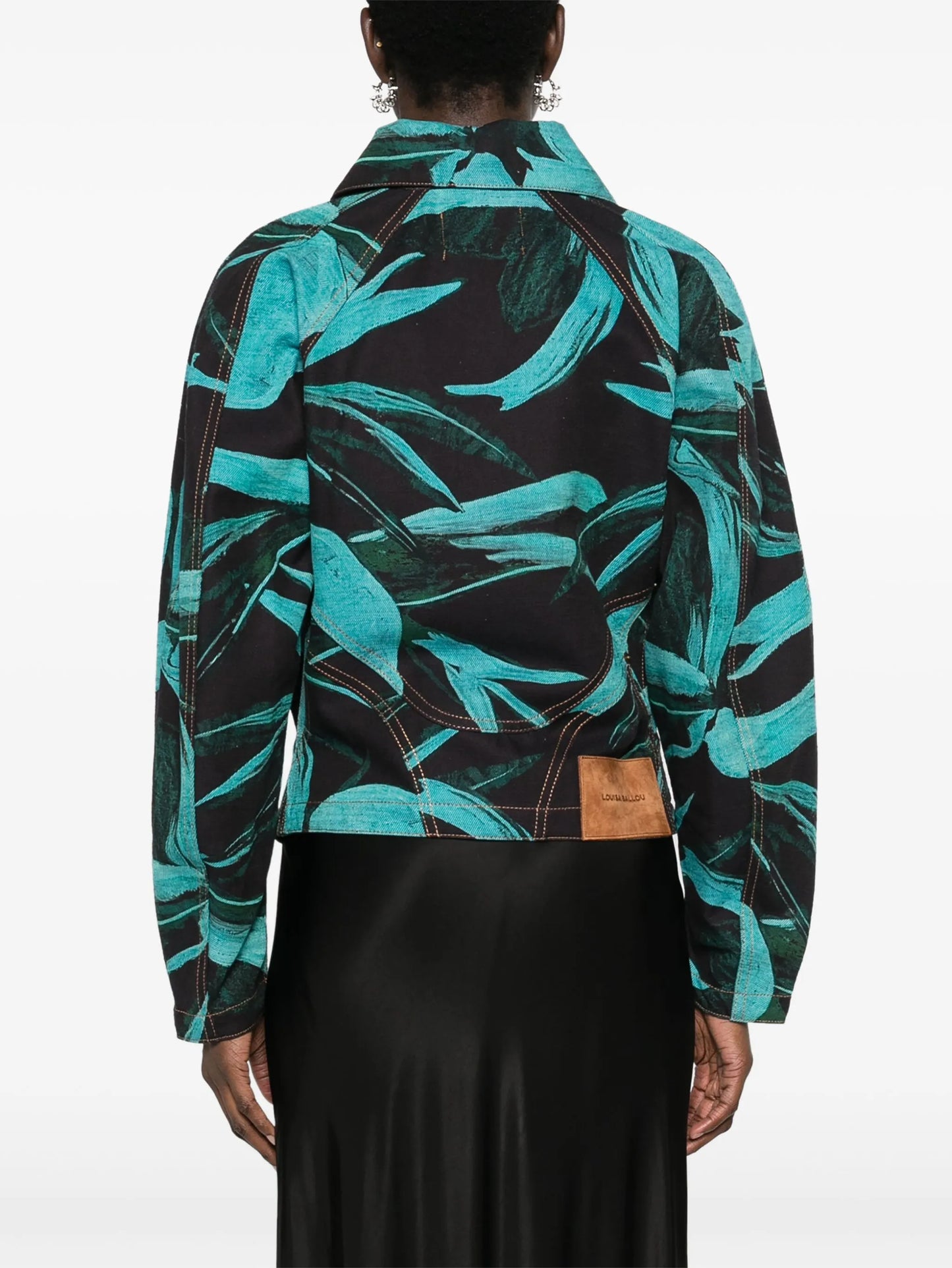 floral-print denim jacket