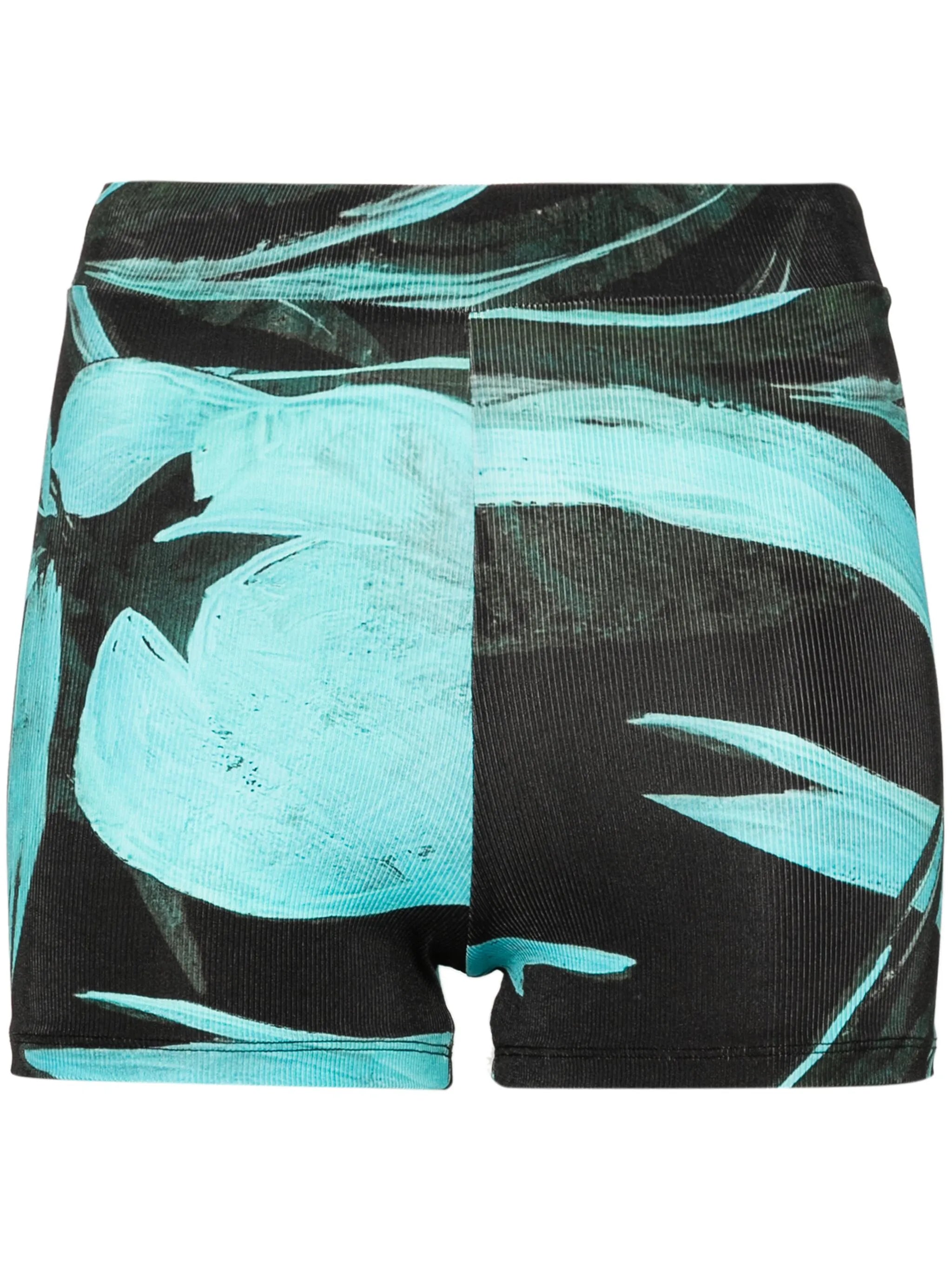 floral-print fine-ribbed mini shorts