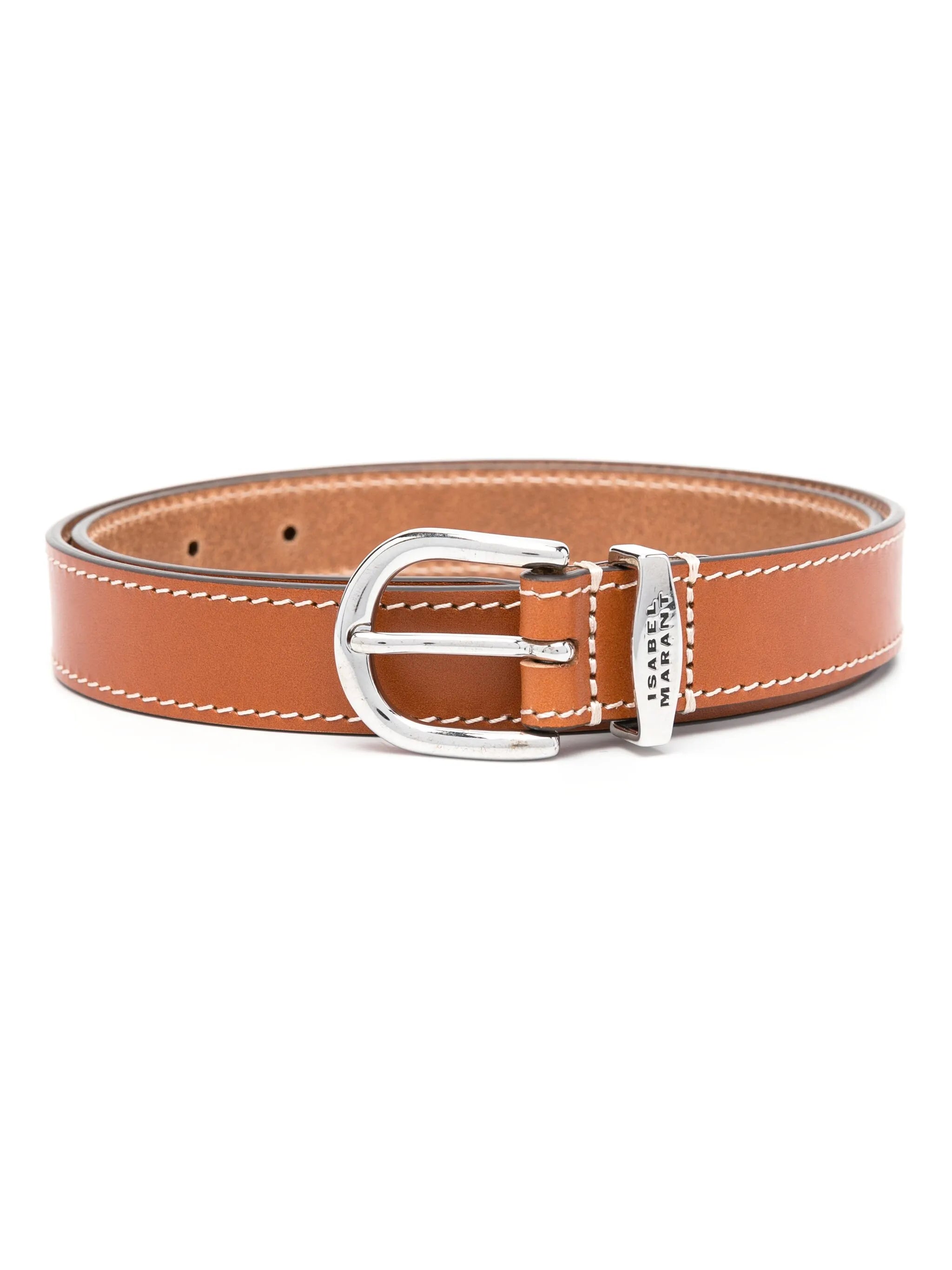 logo-engraved leather belt