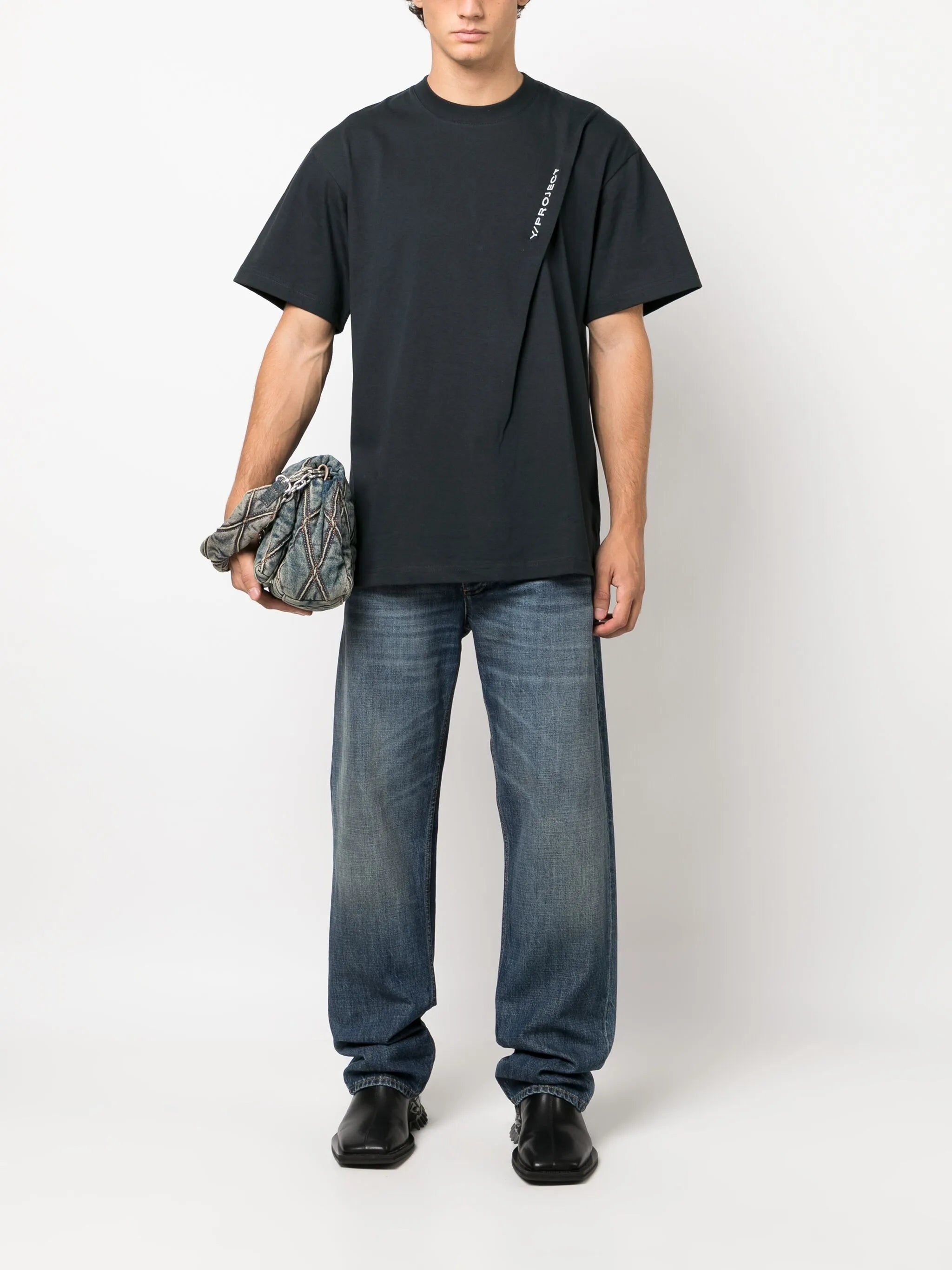 logo-embroidered pinched T-shirt