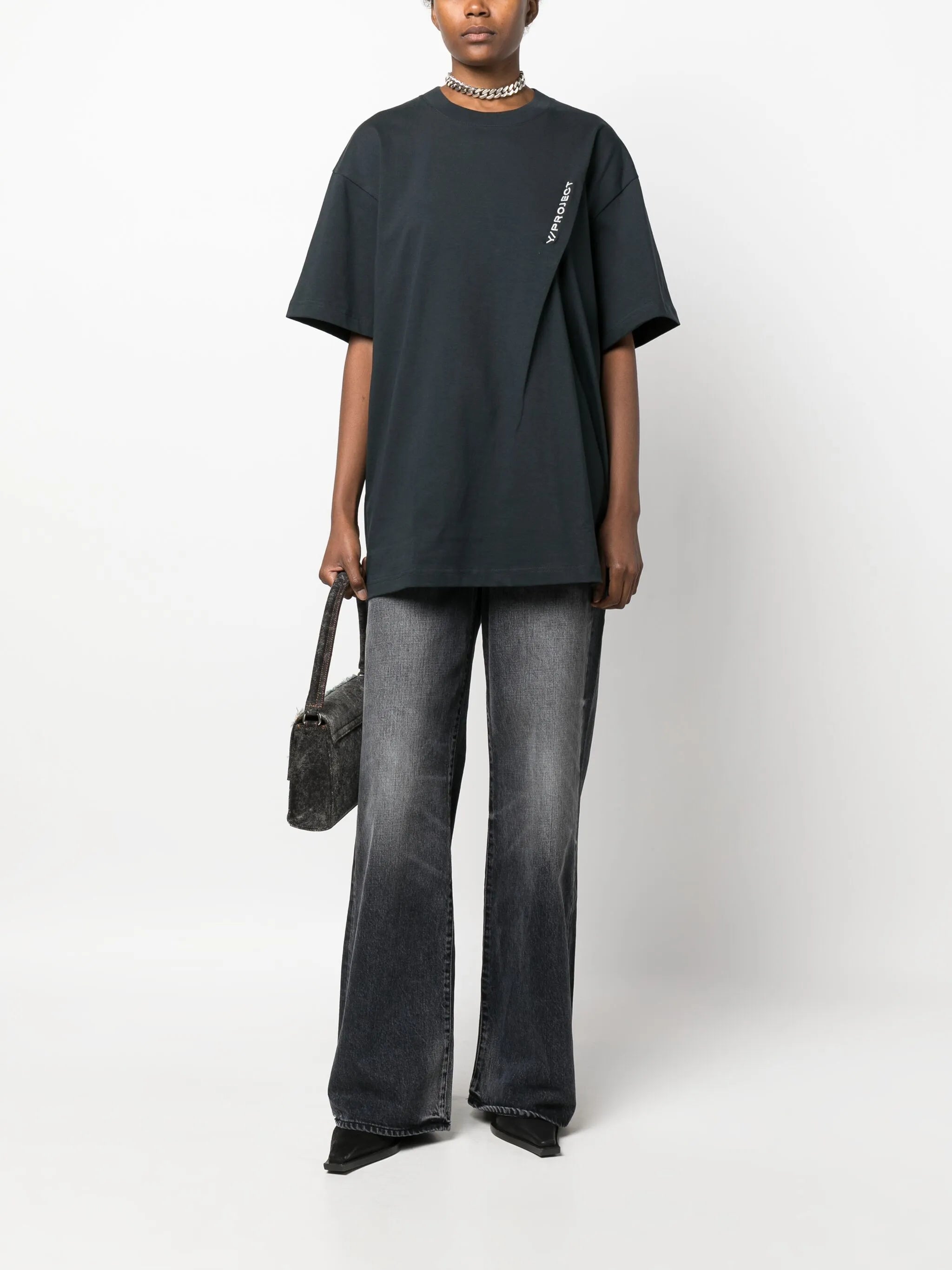 logo-embroidered pinched T-shirt