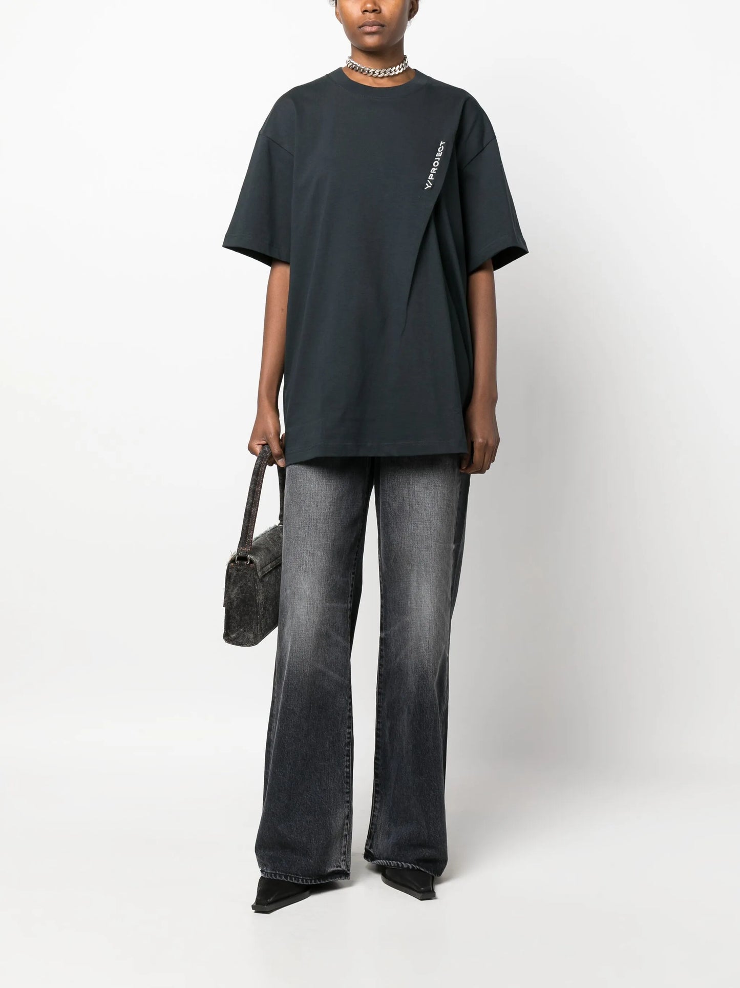 logo-embroidered pinched T-shirt