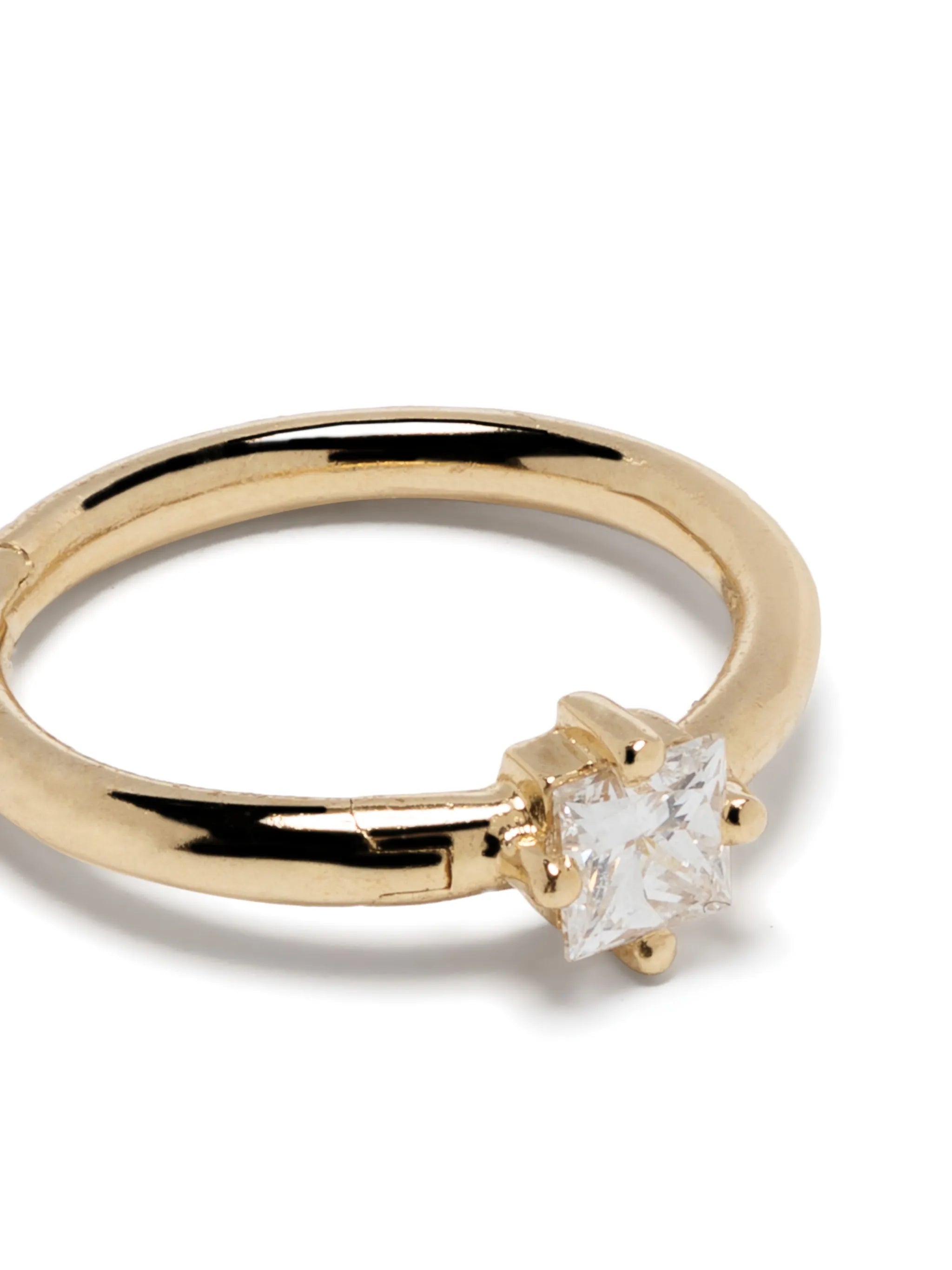18kt yellow gold Seamless diamond huggie hoop earring