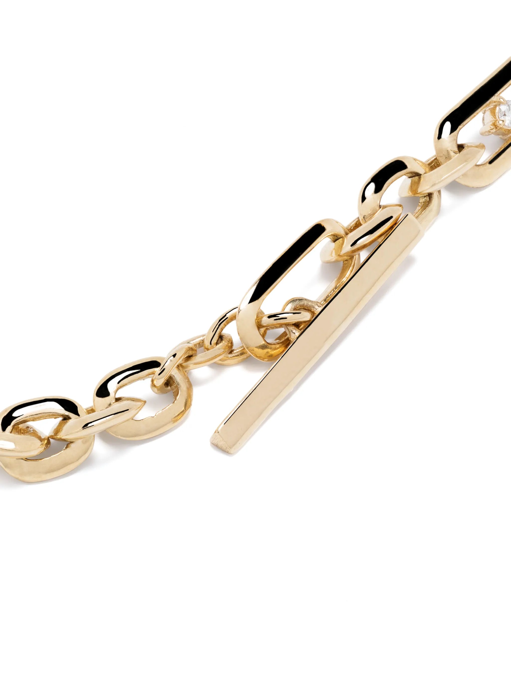 18kt yellow-gold diamond figaro-chain bracelet