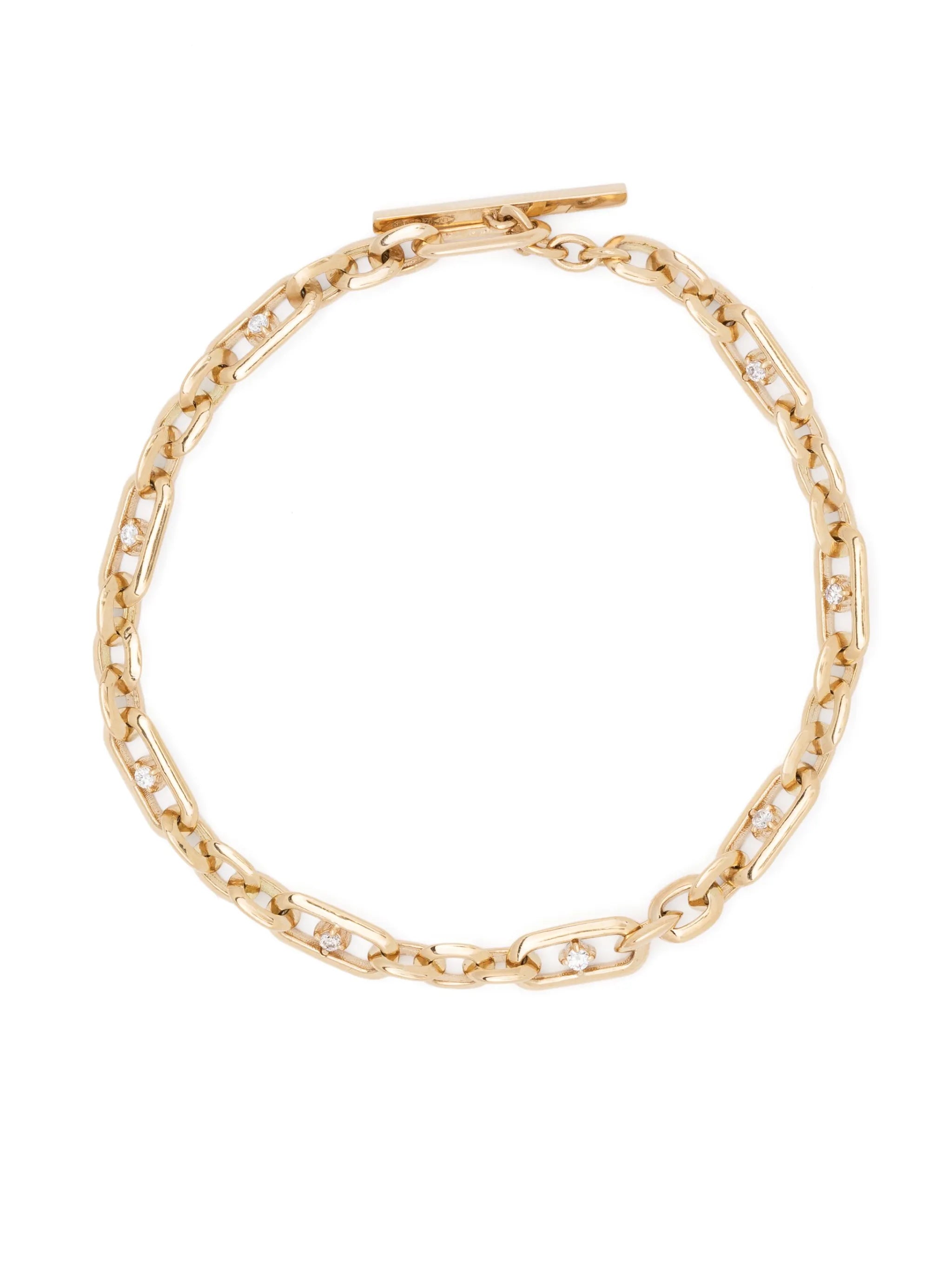 18kt yellow-gold diamond figaro-chain bracelet