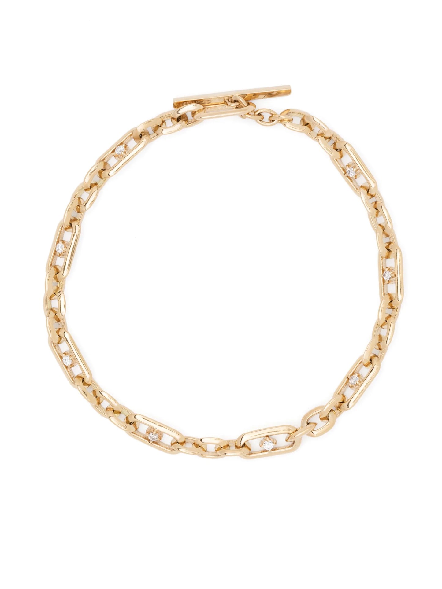 18kt yellow-gold diamond figaro-chain bracelet