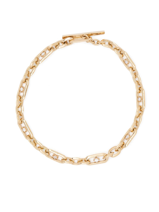 18kt yellow-gold diamond figaro-chain bracelet