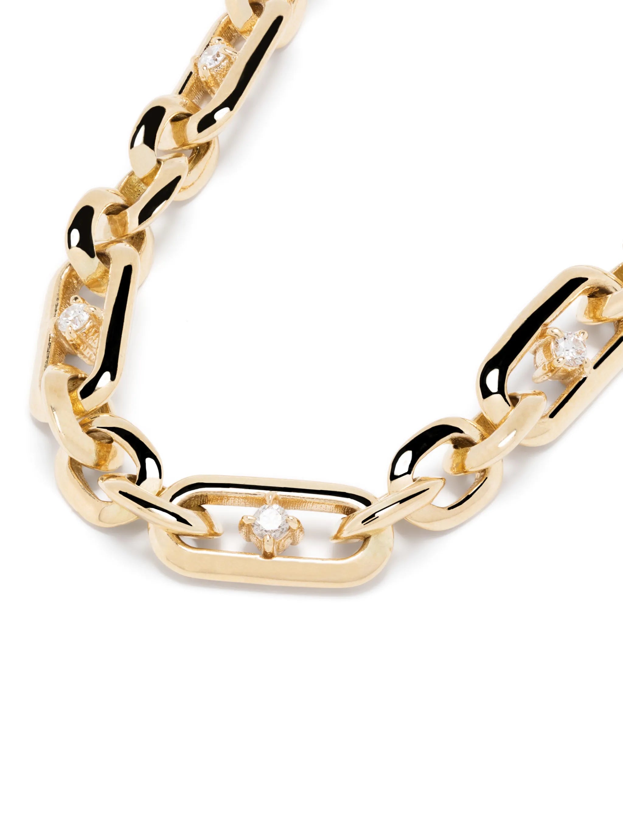 18kt yellow-gold diamond figaro-chain bracelet