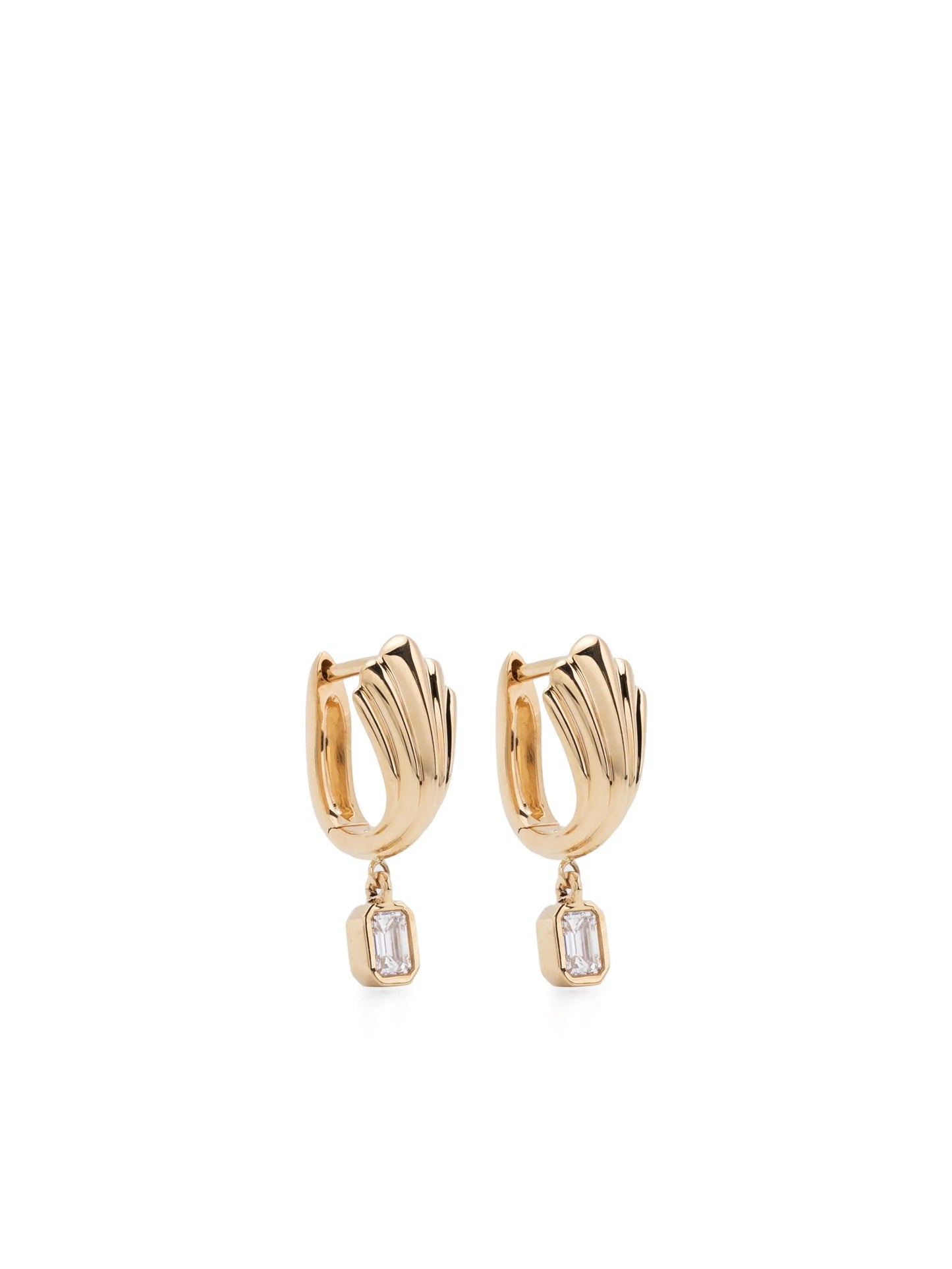 18kt yellow gold diamond huggie hoops