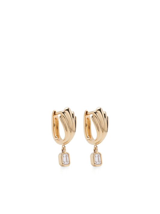 18kt yellow gold diamond huggie hoops