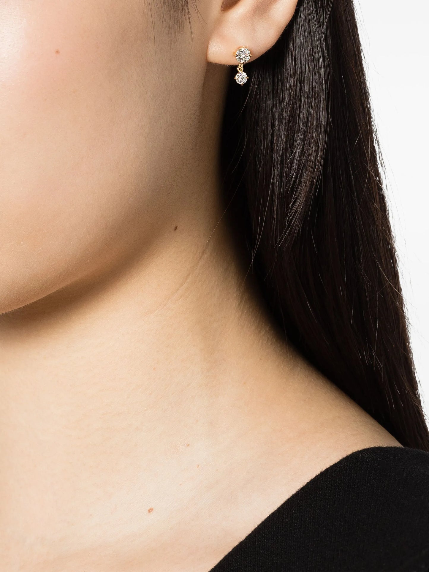 18kt yellow gold Large Alternating diamond drop earrings