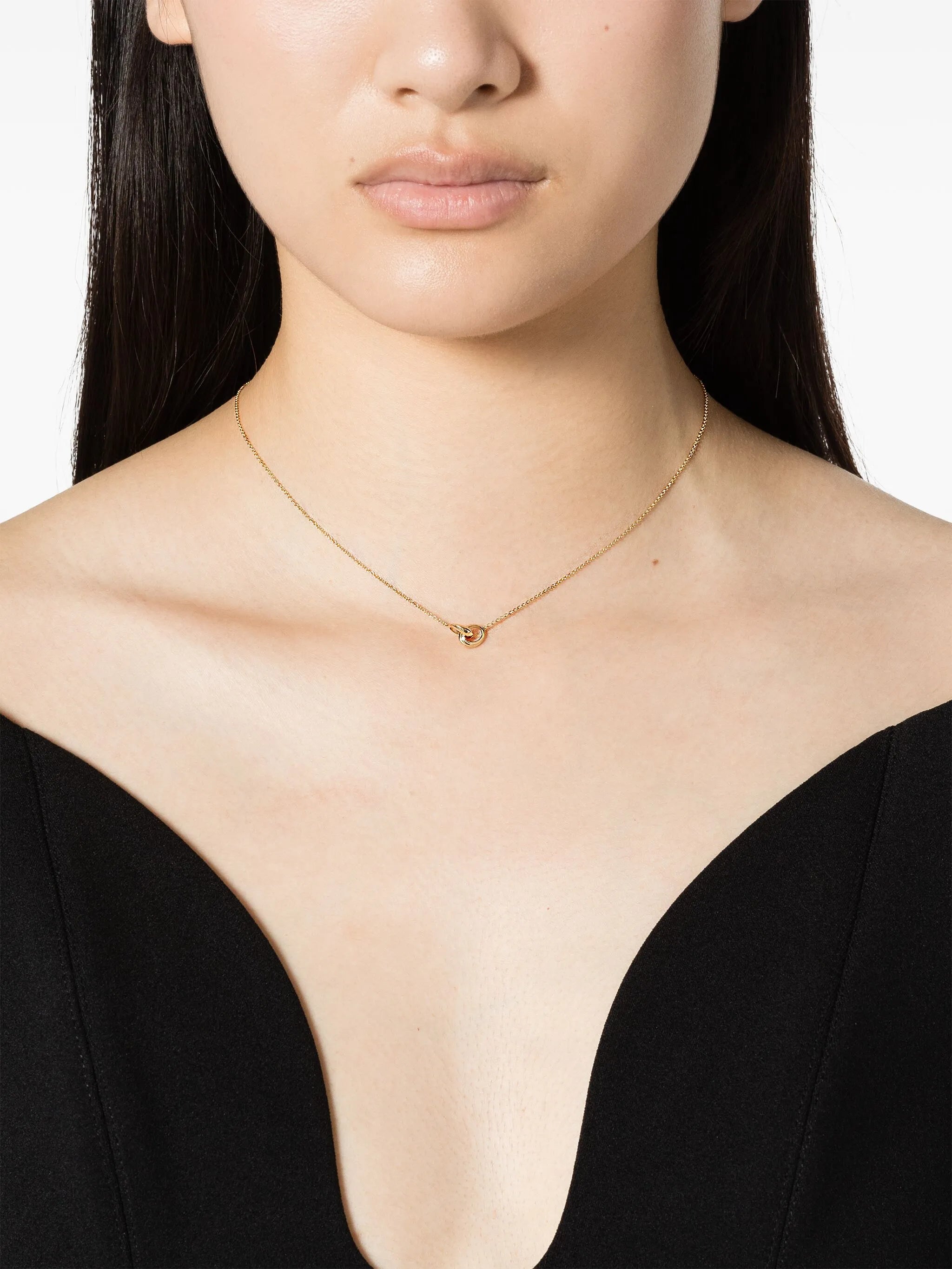 18kt yellow gold Micro Crescent link necklace