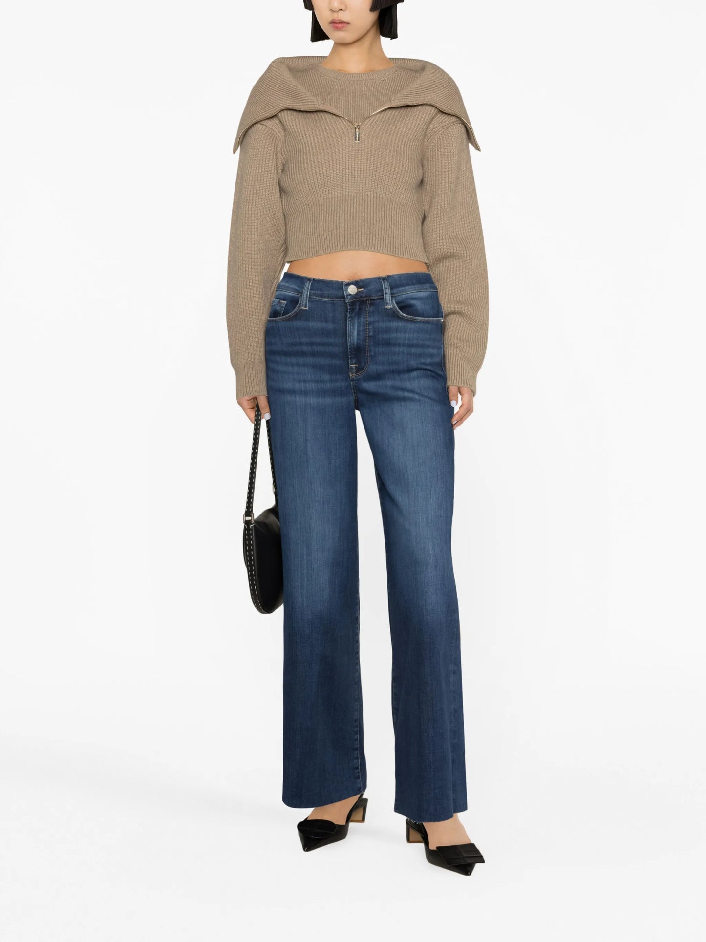 mid-rise straight-leg jeans