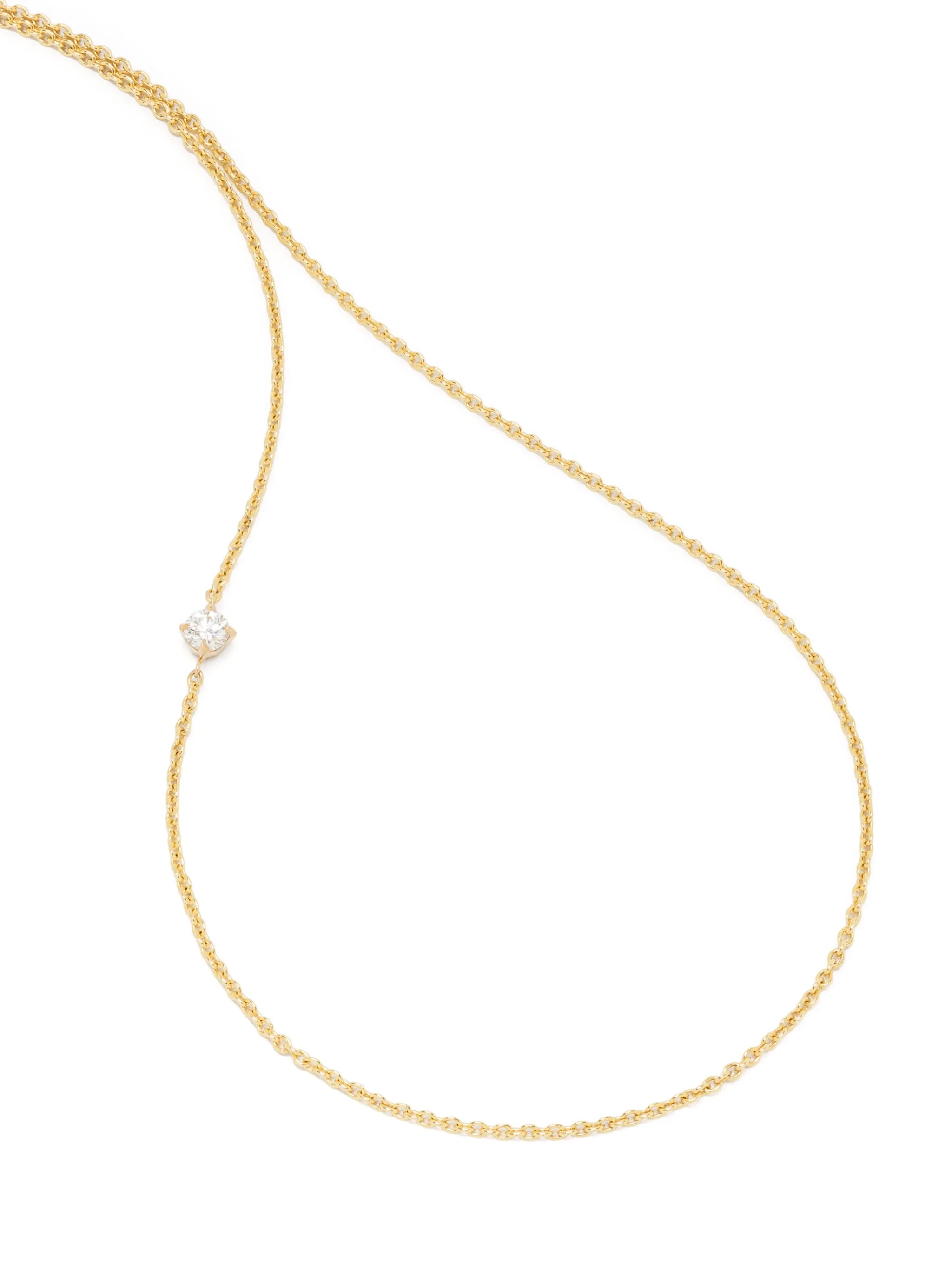 14kt yellow gold Floating diamond chain necklace