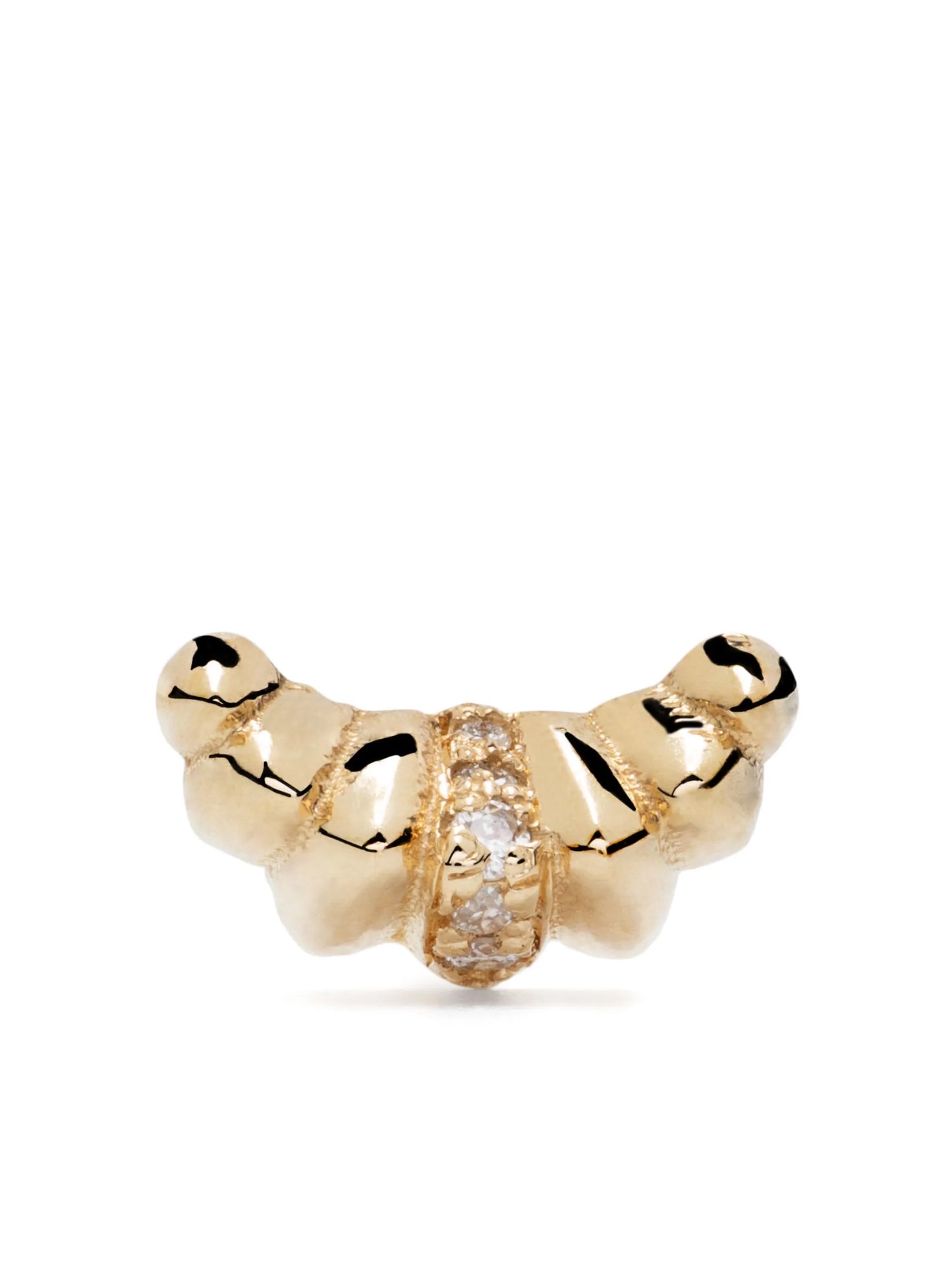 18kt yellow gold Croissant diamond stud earring