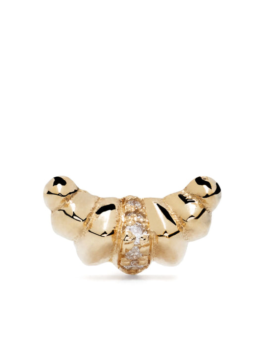 18kt yellow gold Croissant diamond stud earring