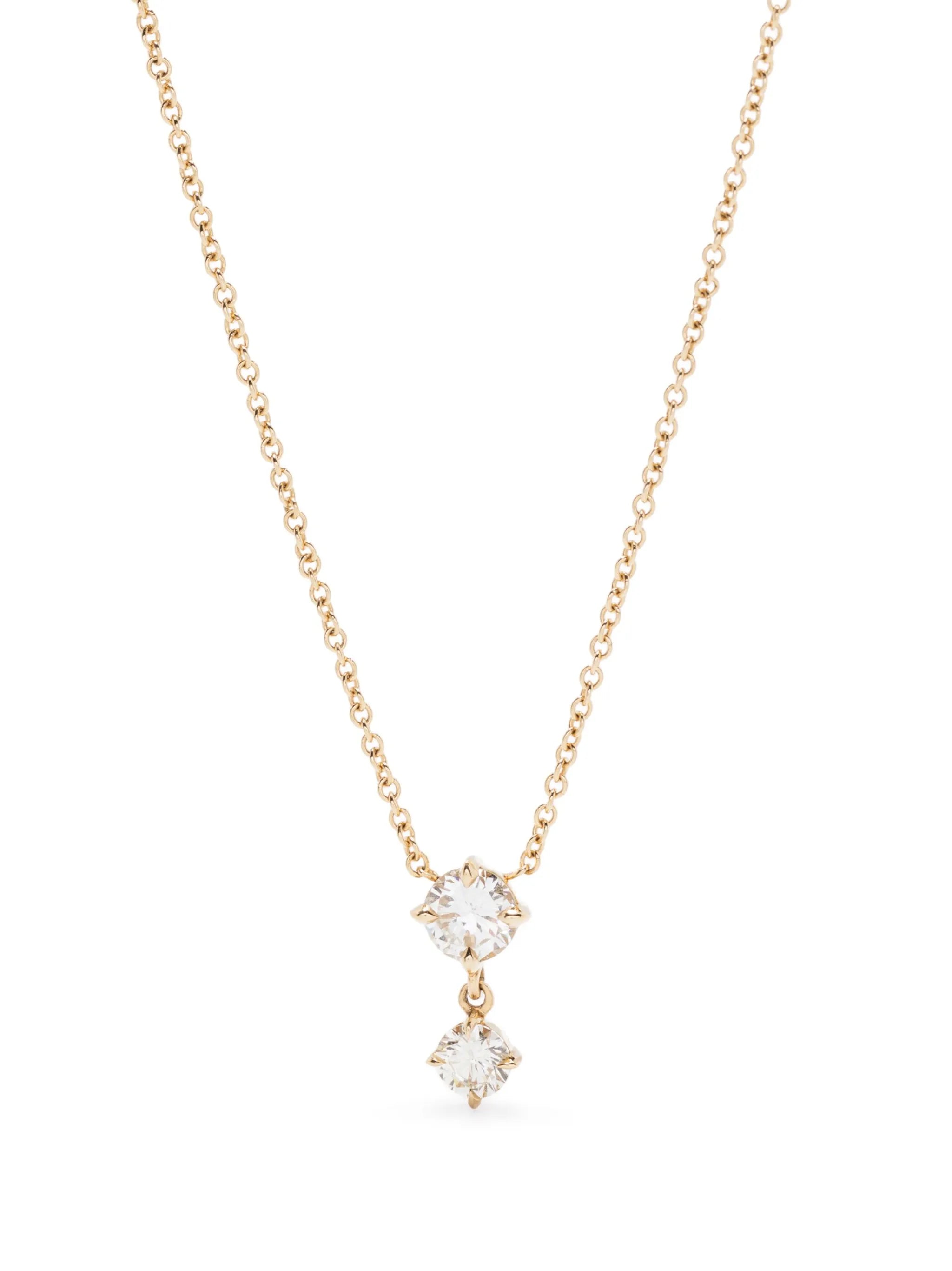 18kt yellow gold Alternating Drop diamond pendant necklace