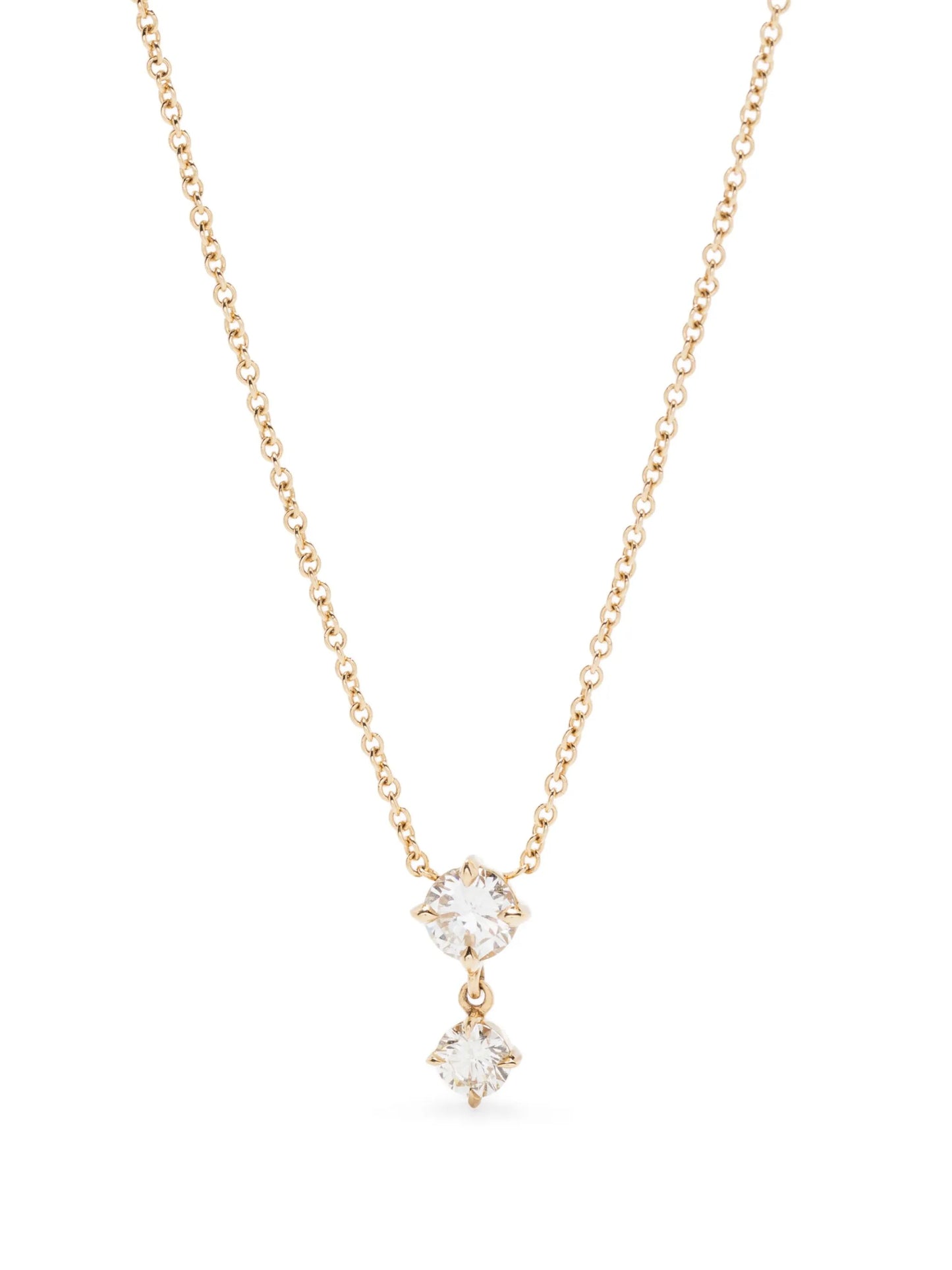 18kt yellow gold Alternating Drop diamond pendant necklace