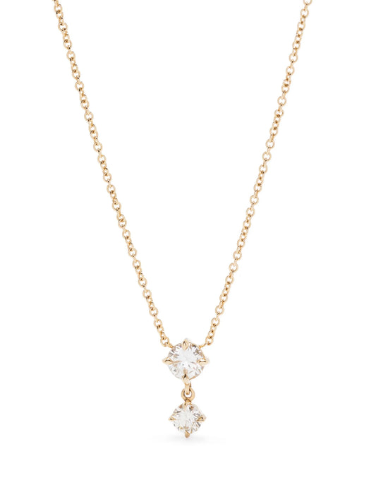 18kt yellow gold Alternating Drop diamond pendant necklace