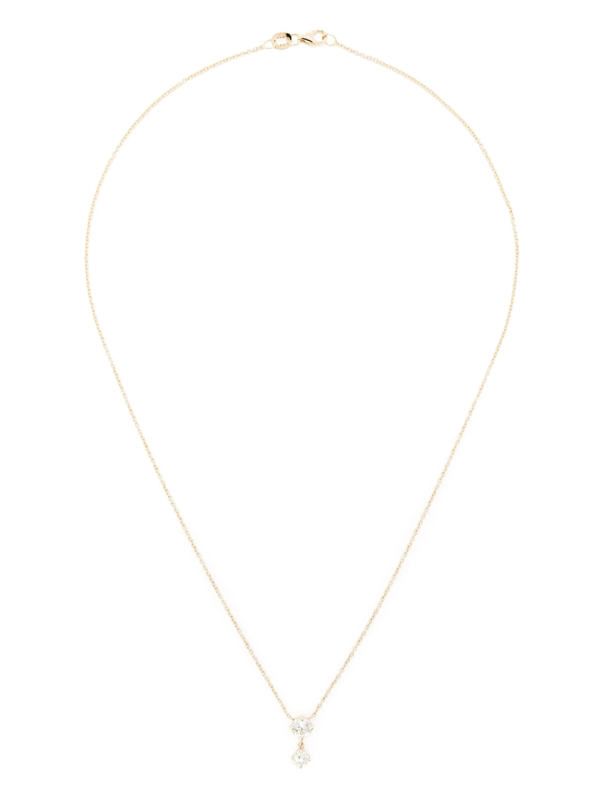 18kt yellow gold Alternating Drop diamond pendant necklace