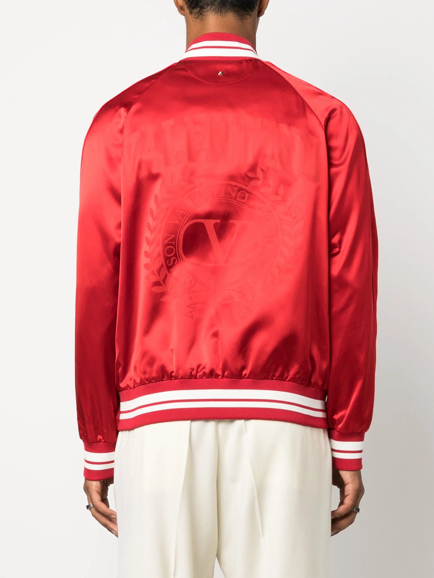 satin varsity bomber jacket