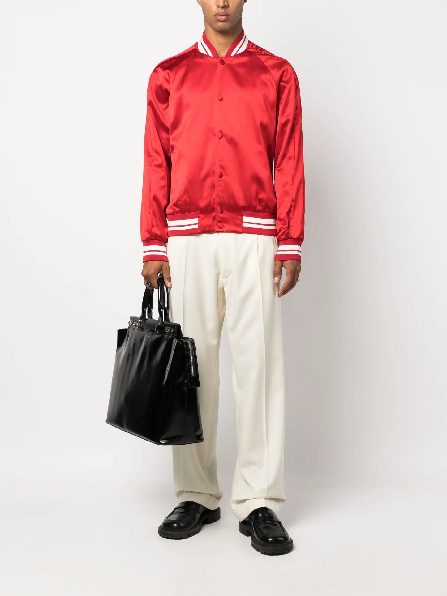 satin varsity bomber jacket