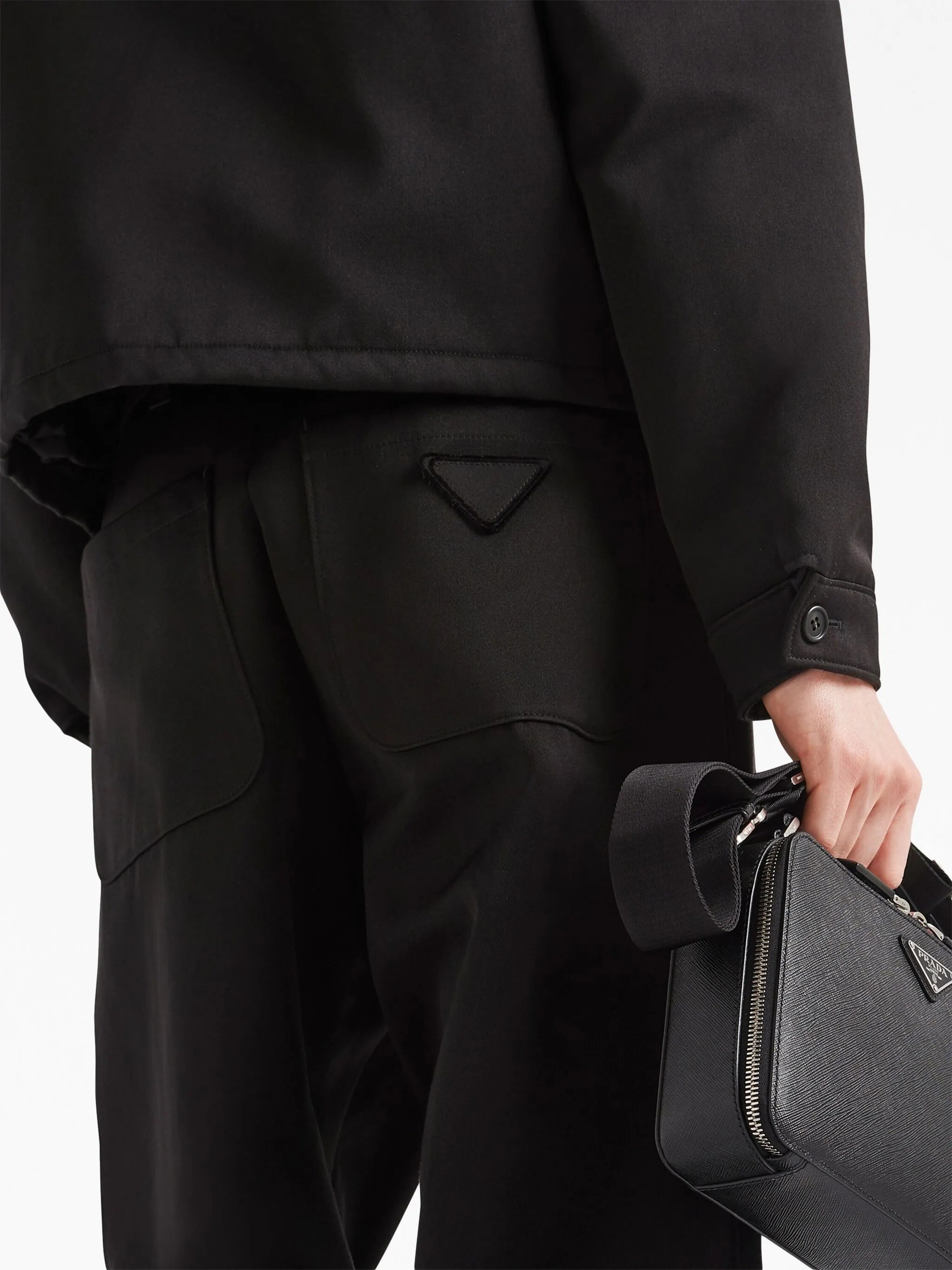 cotton-silk straight-leg trousers