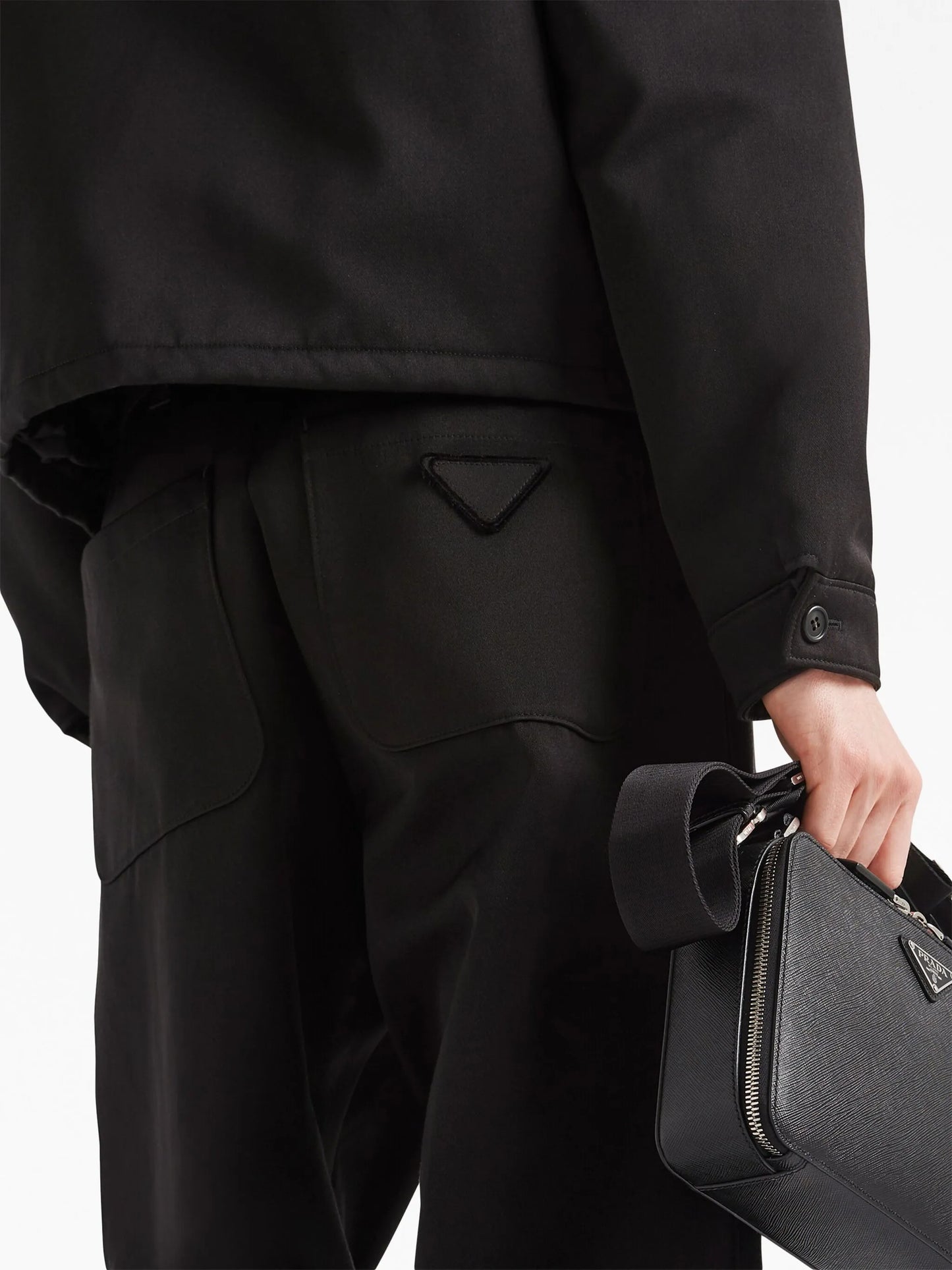 cotton-silk straight-leg trousers