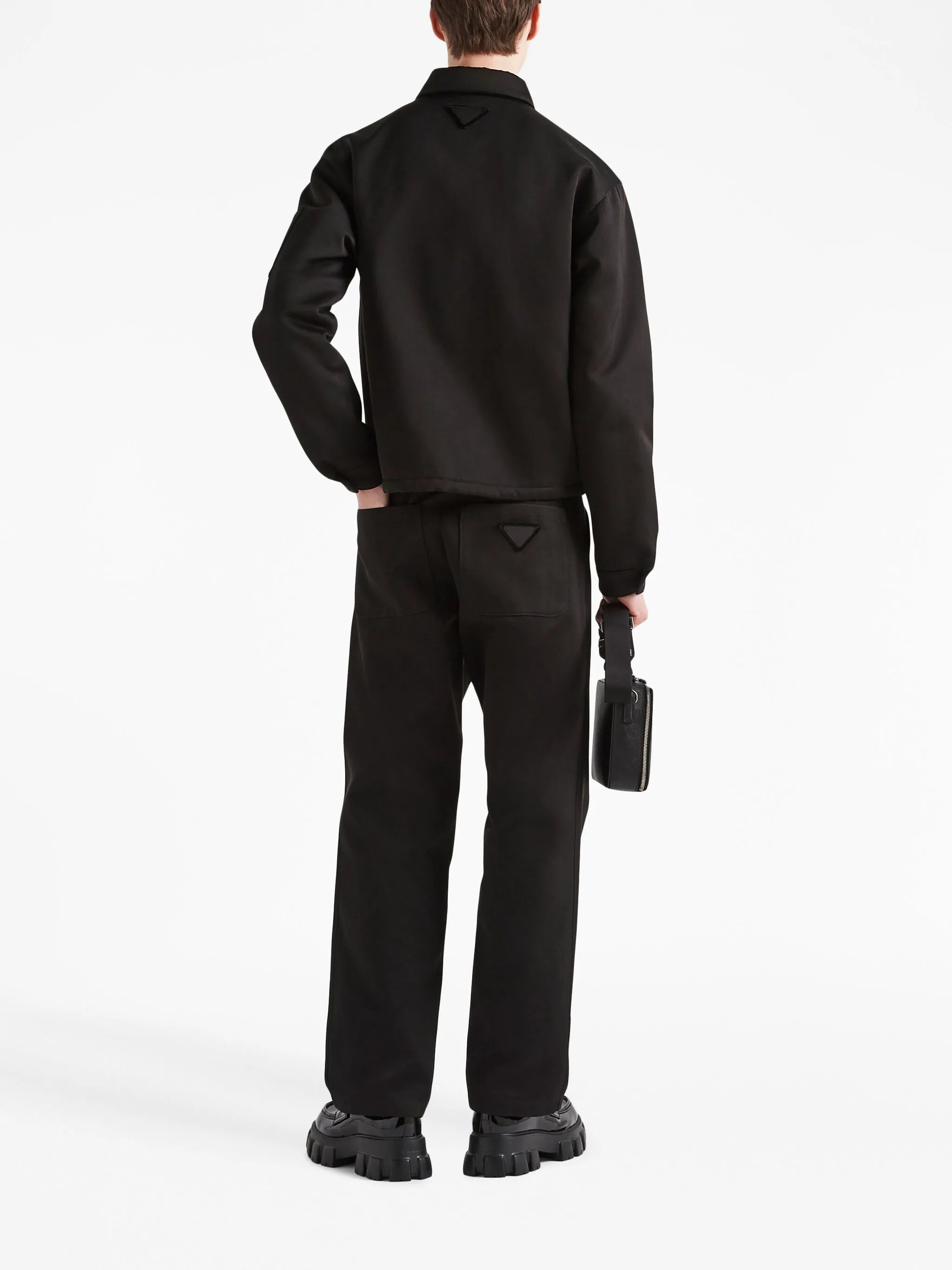 cotton-silk straight-leg trousers