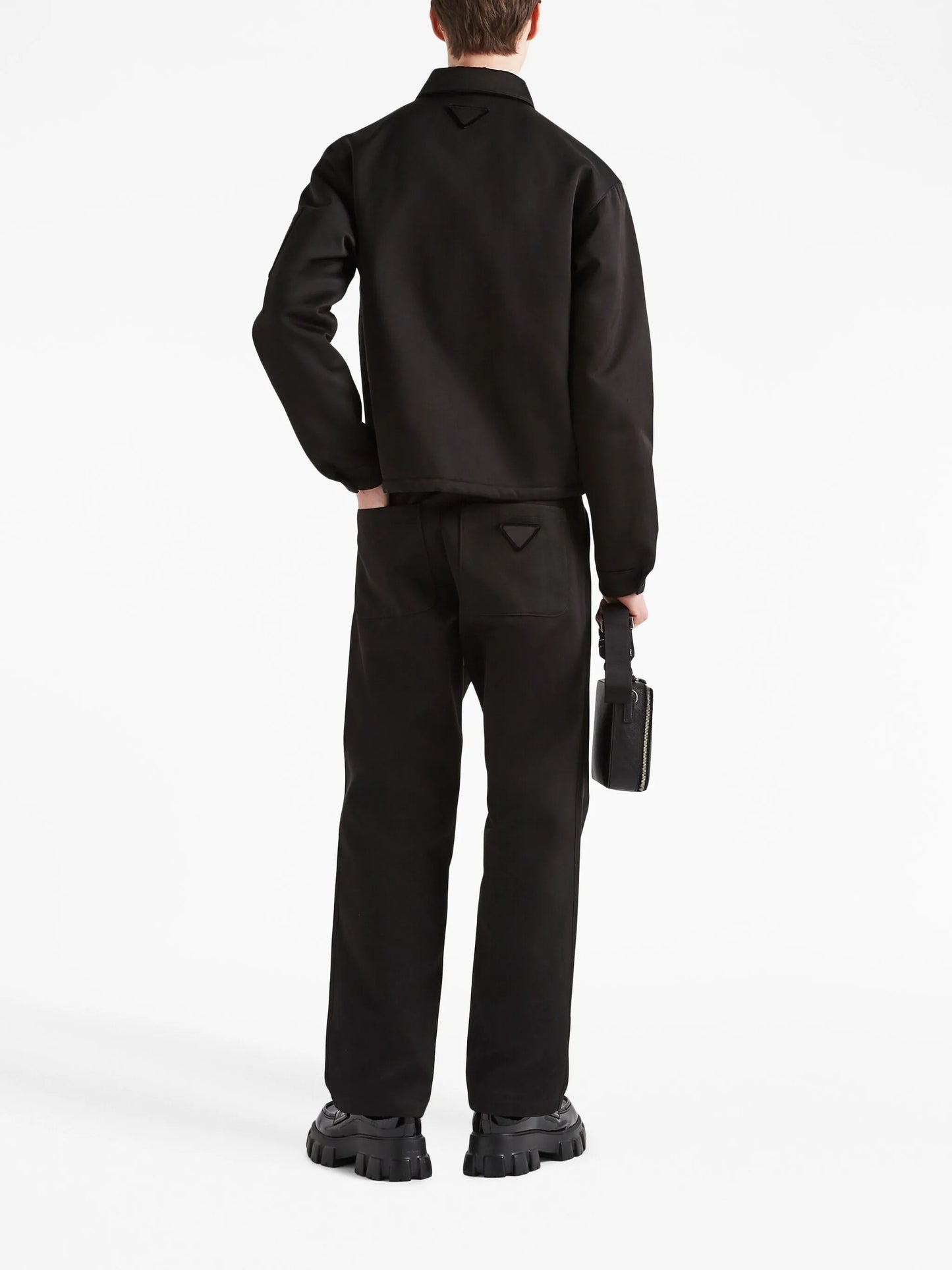 cotton-silk straight-leg trousers