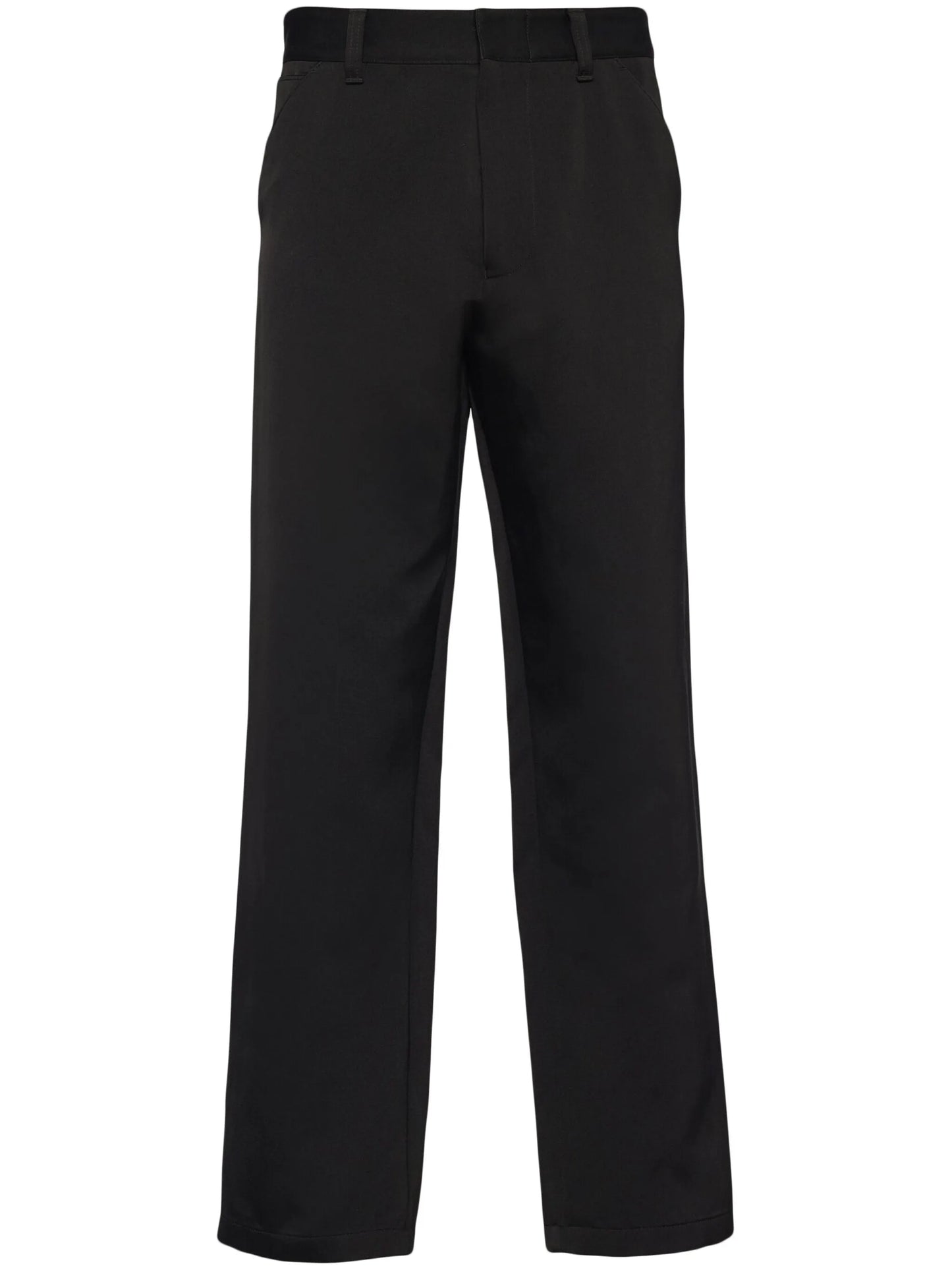 cotton-silk straight-leg trousers