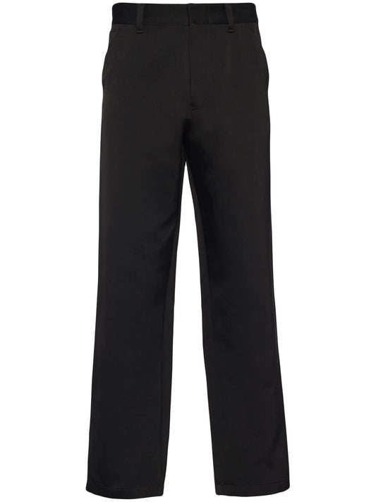cotton-silk straight-leg trousers