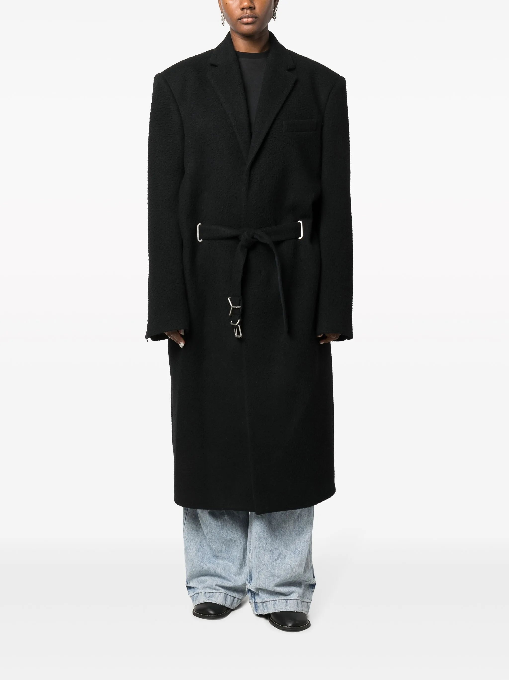 belted wool-blend coat