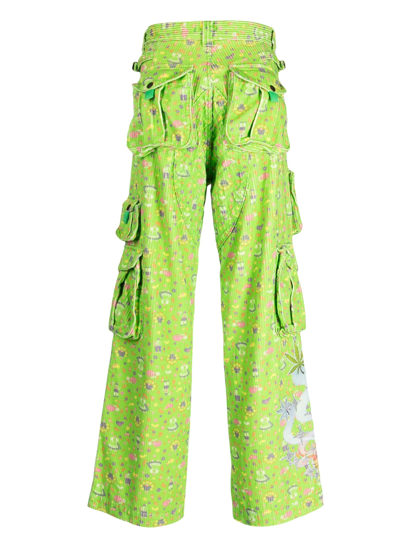 graphic-print corduroy cargo trousers