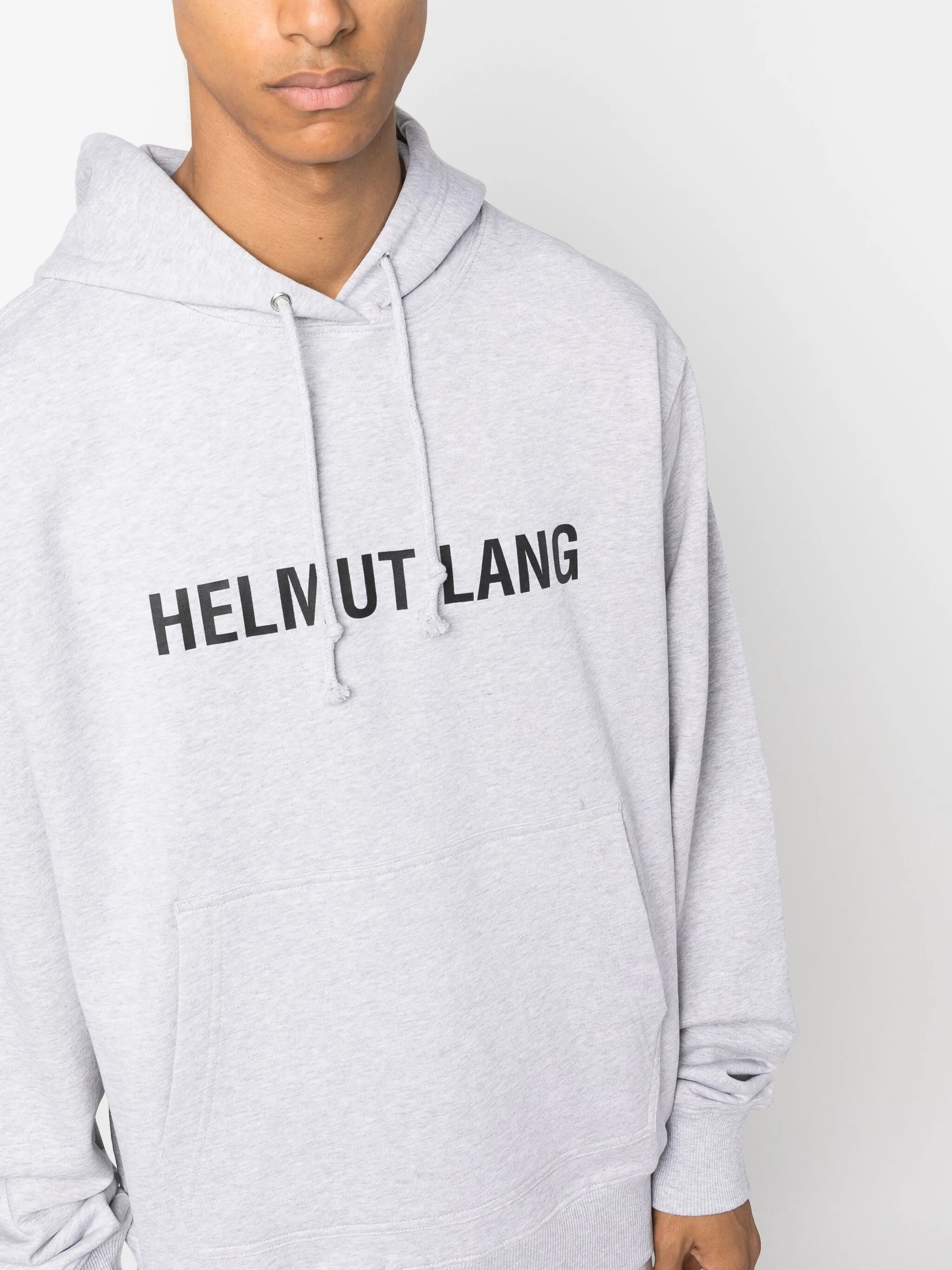 logo-print stretch-cotton hoodie
