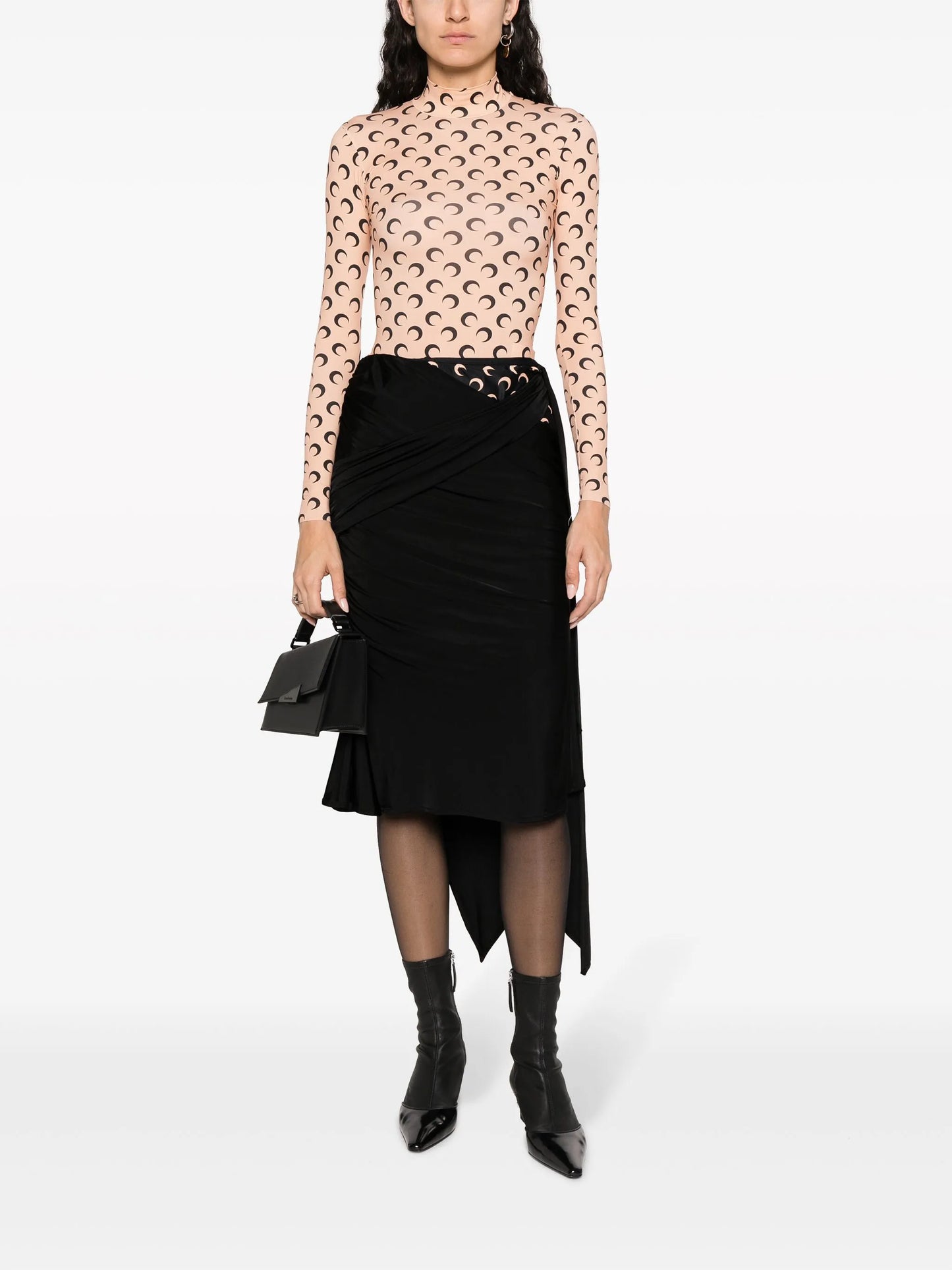 draped midi asymmetric skirt