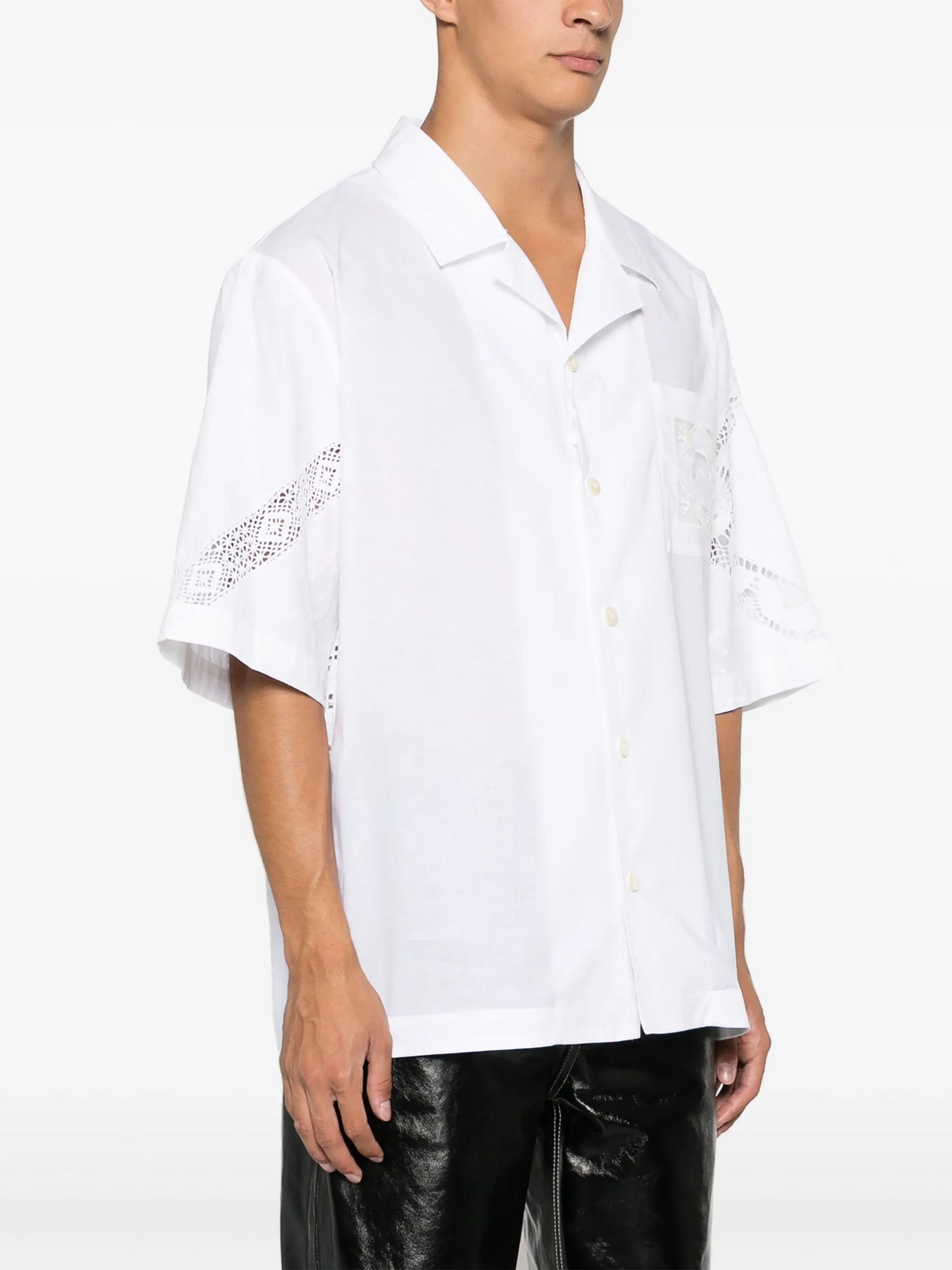 Crescent Moon-embroidered cotton shirt