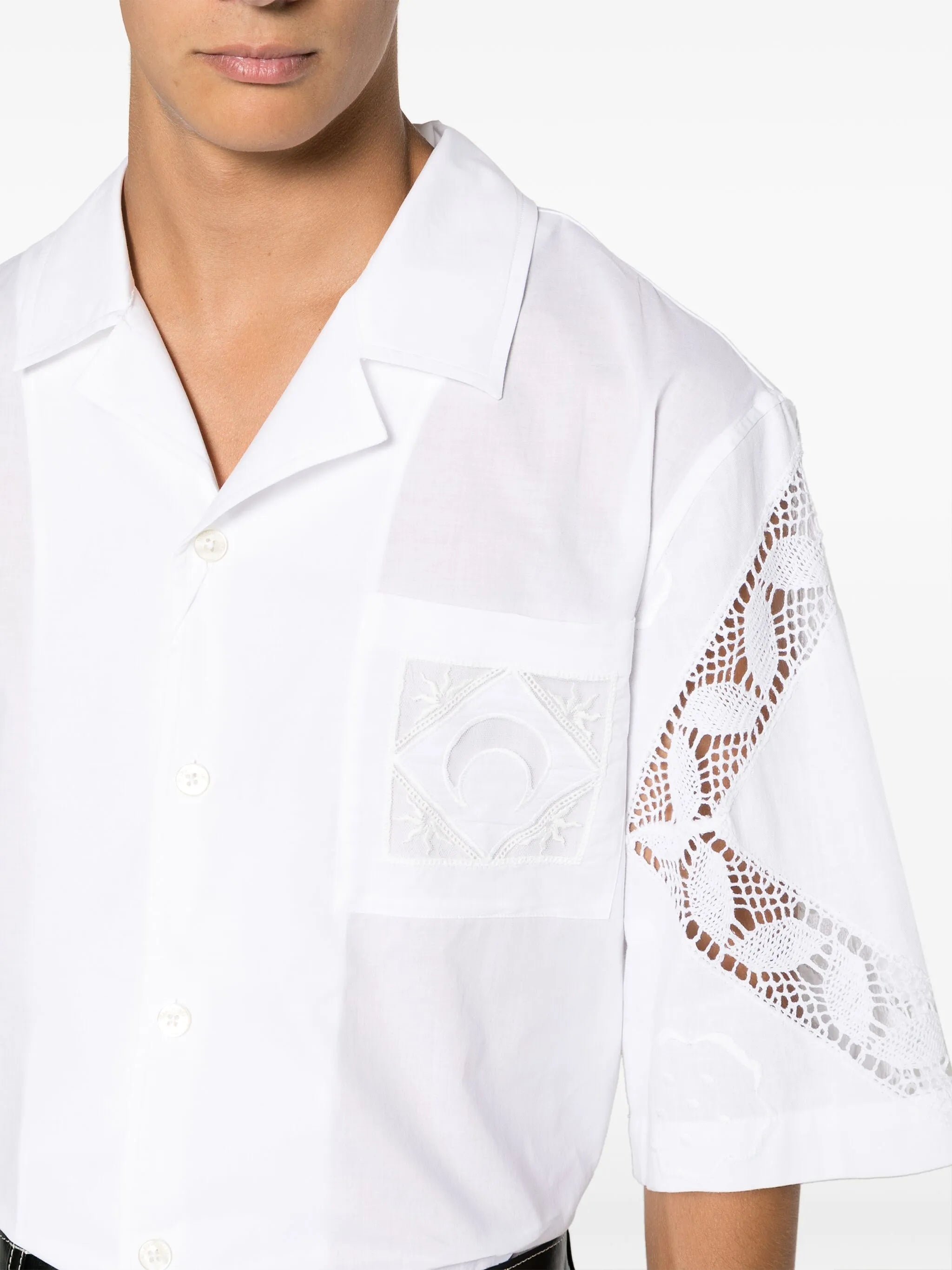 Crescent Moon-embroidered cotton shirt