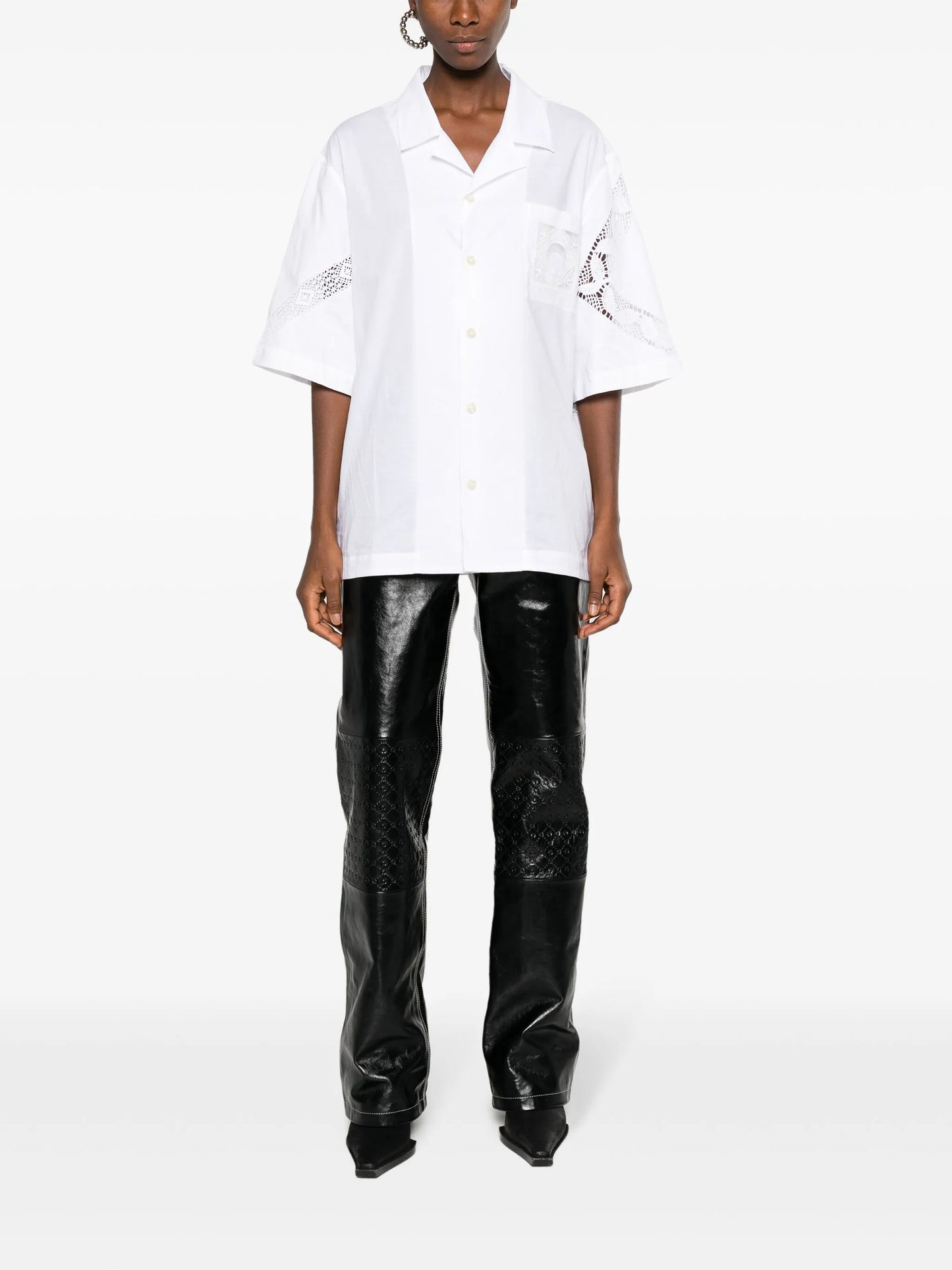 Crescent Moon-embroidered cotton shirt