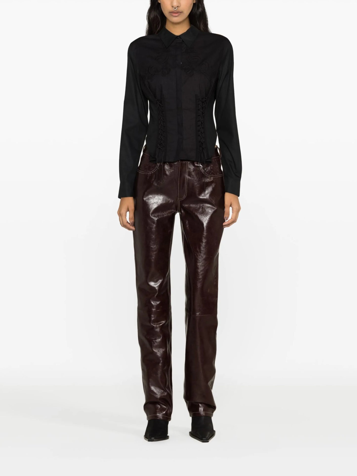 straight-leg leather trousers